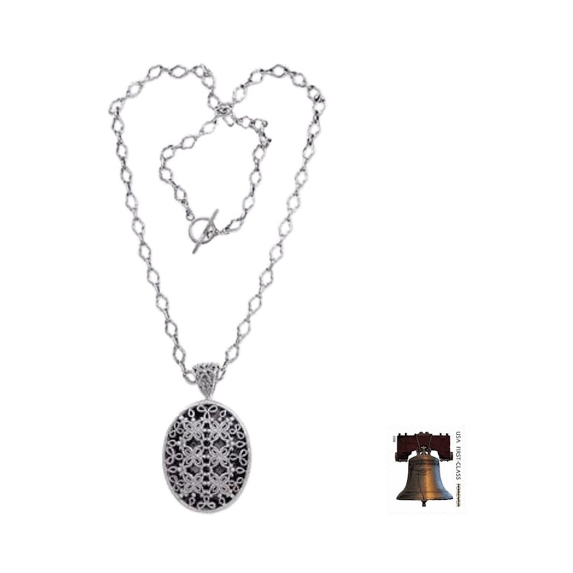 Sterling silver pendant necklace 'Jasmine at Night'