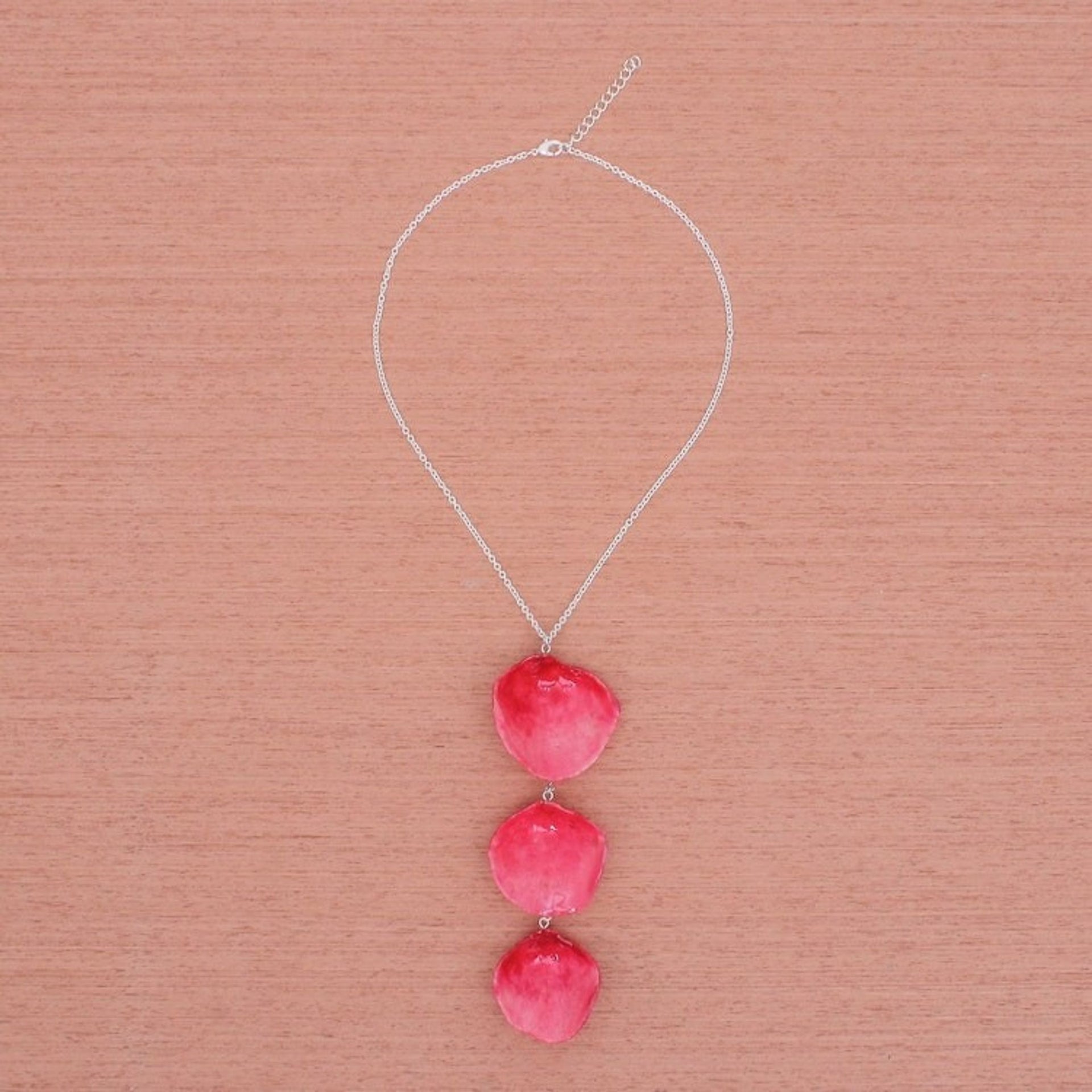 Red Natural Rose Petal Necklace from Thailand 'Pretty Red Petals'