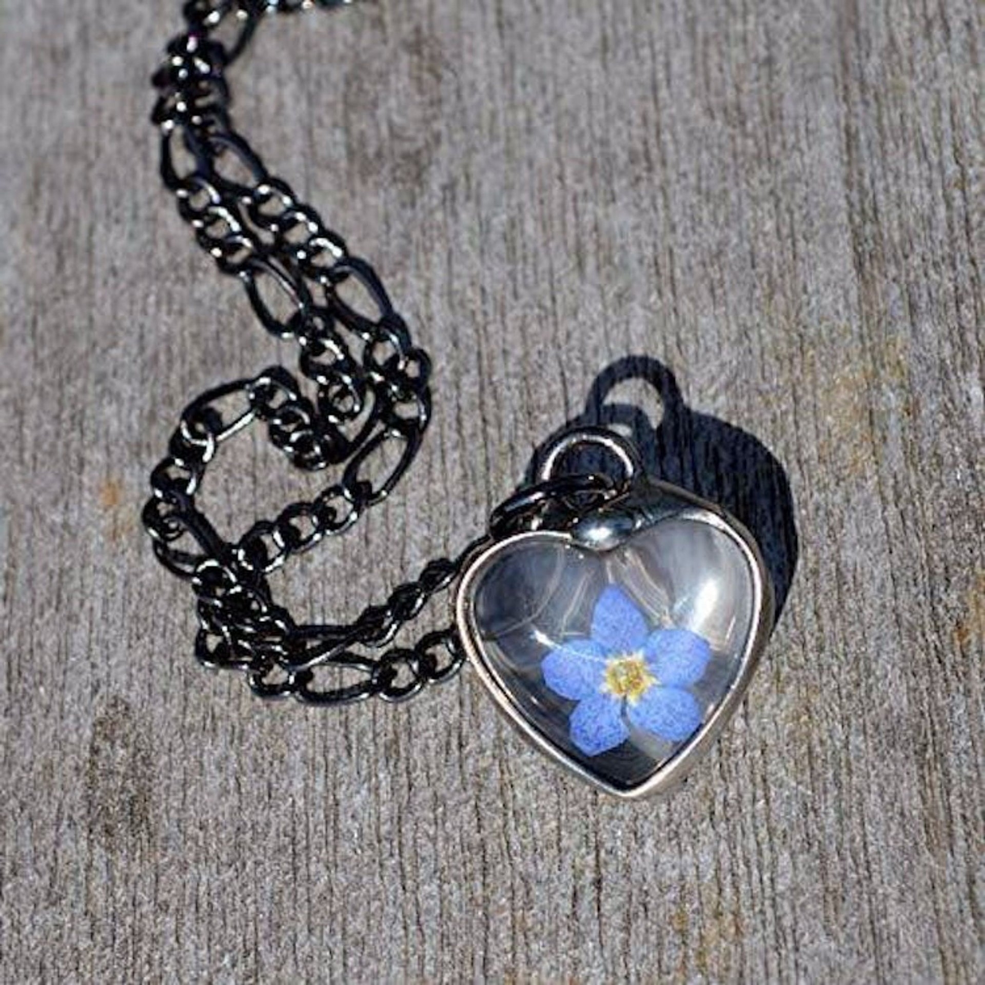 Forget-Me-Not Heart Charm Necklace