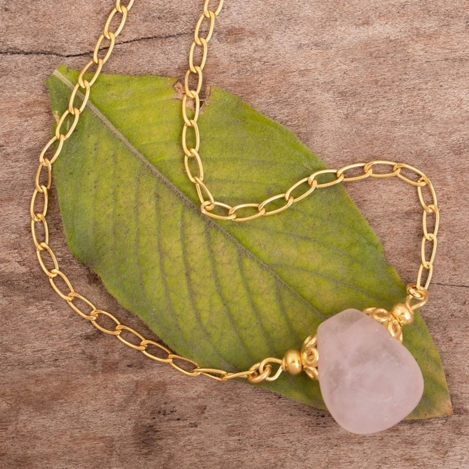 Rose Quartz and Sterling Silver Pendant Necklace from Peru 'Blushing Elegance'