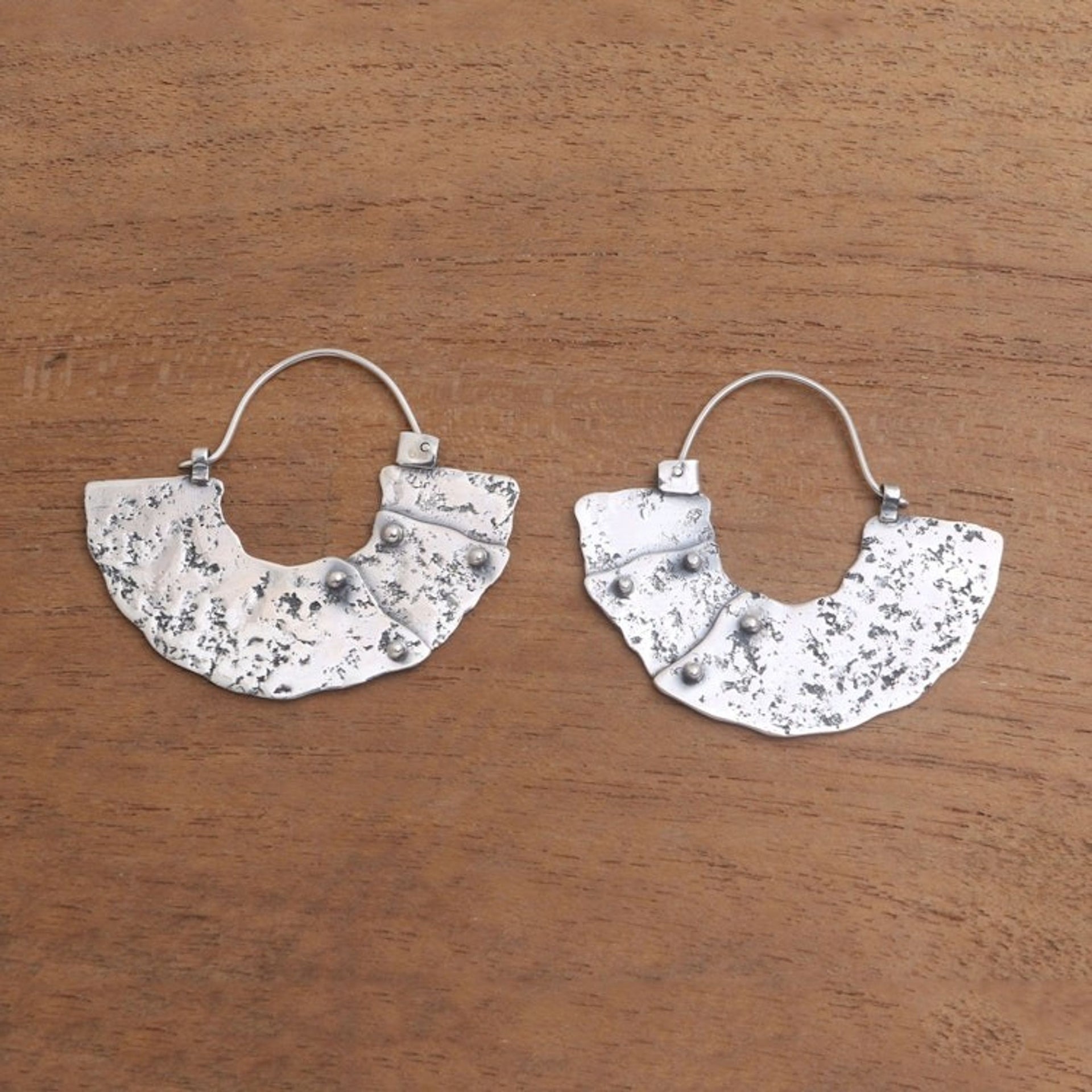 Modern Sterling Silver Hoop Earrings from Bali 'Modern Bali'