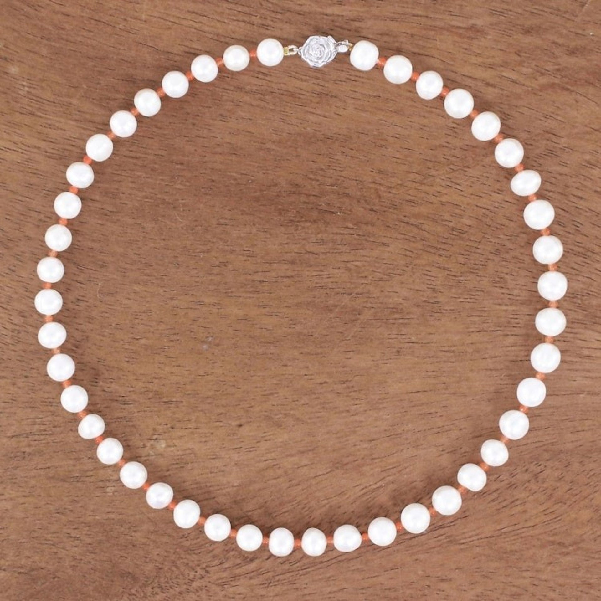 Cultured Freshwater Pearl and Agate Beaded Necklace 'Sea Catch in Orange'