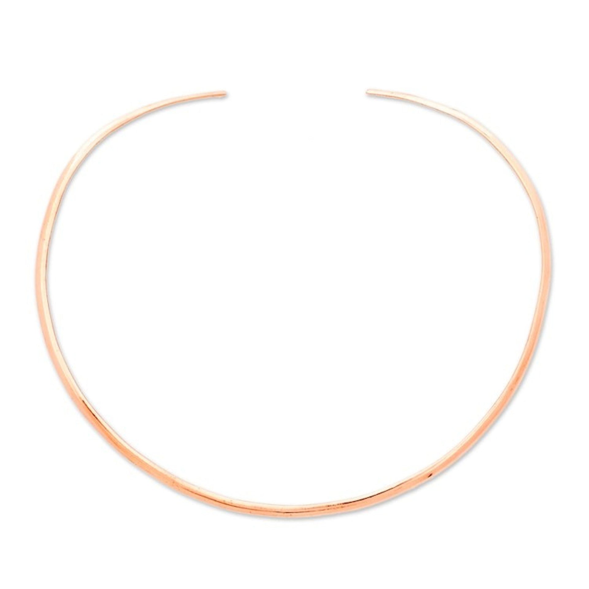 Minimalist High-Polished Copper Collar Necklace from Mexico 'Noble Nimbus'