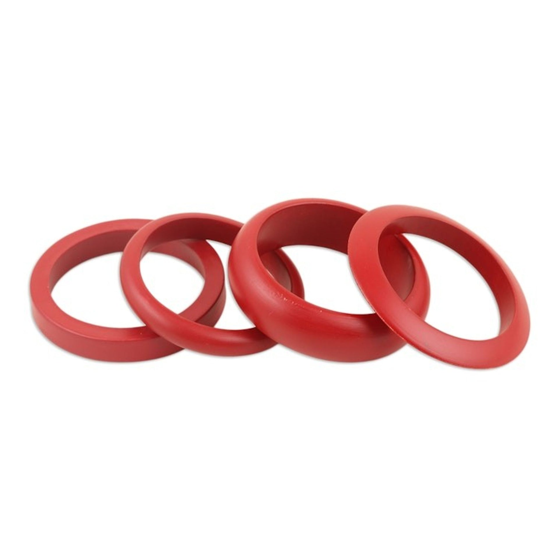 Set of 4 Mango Wood Claret Bangle Bracelets from India 'Claret Fusion'