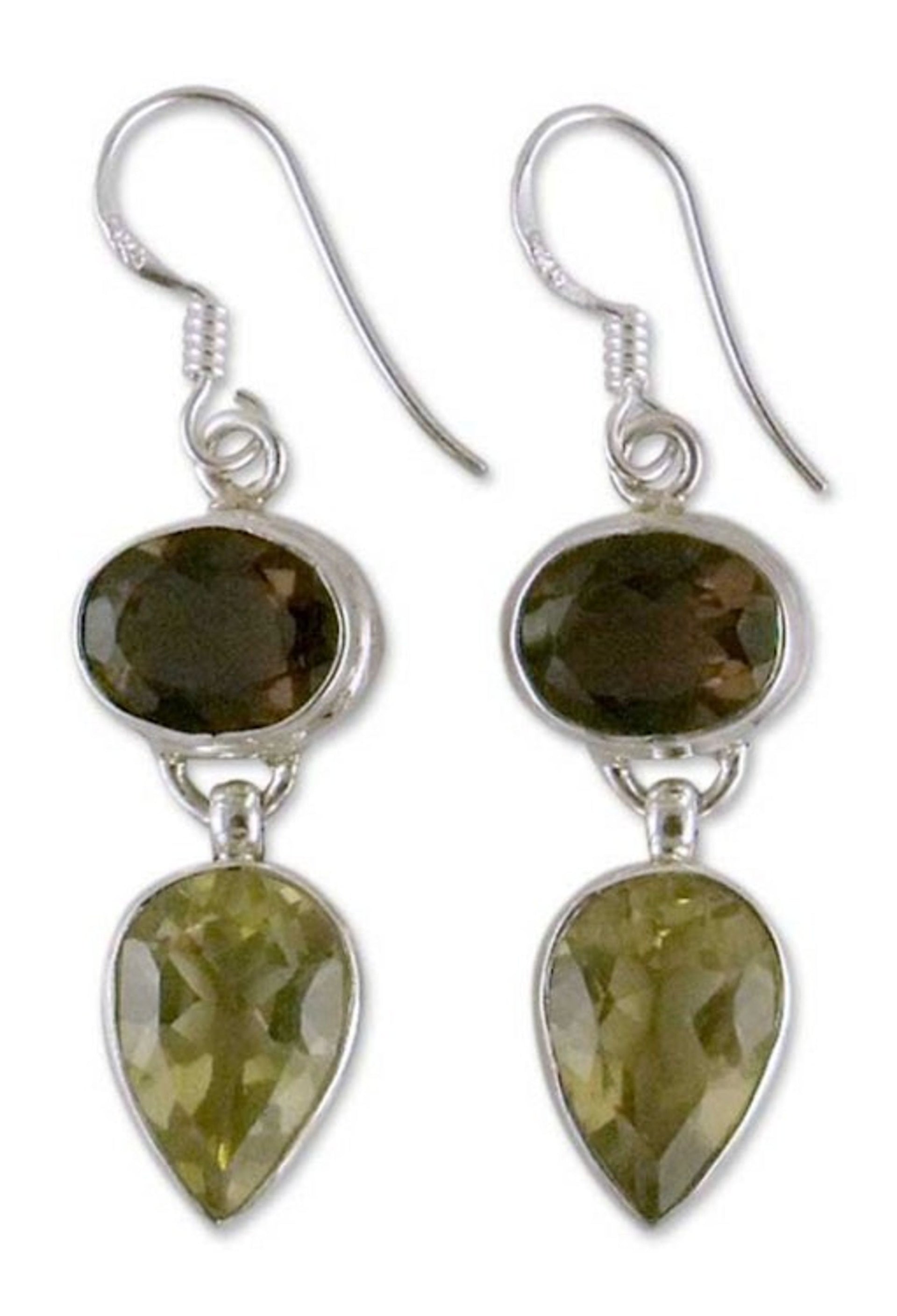 Hand Crafted Smoky Quartz Earrings Indian Jewelry 'Fortunes'