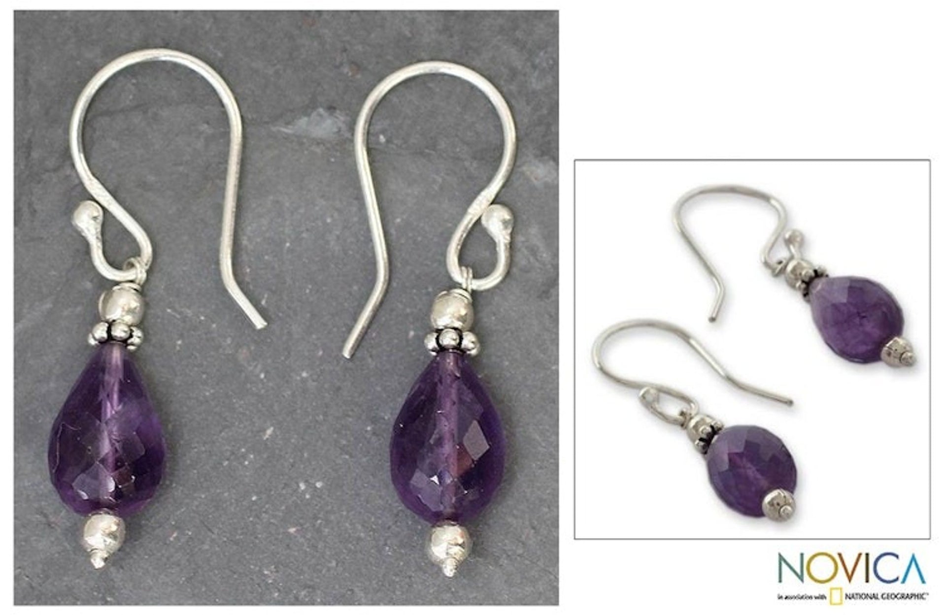Amethyst dangle earrings 'Jagannath Mystique'