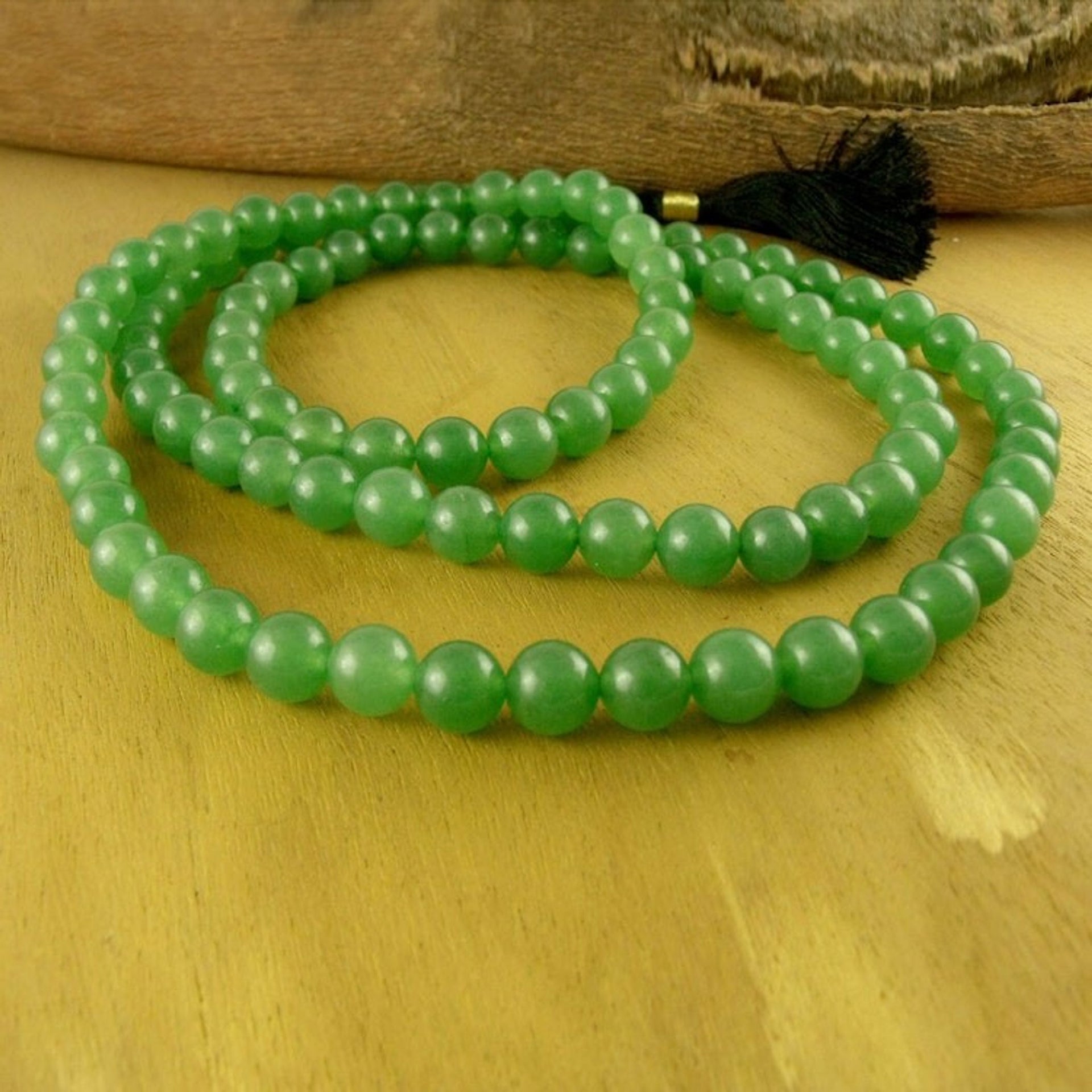 Prayer Beads Aventurine Jap Mala Necklace from India 'Pray'
