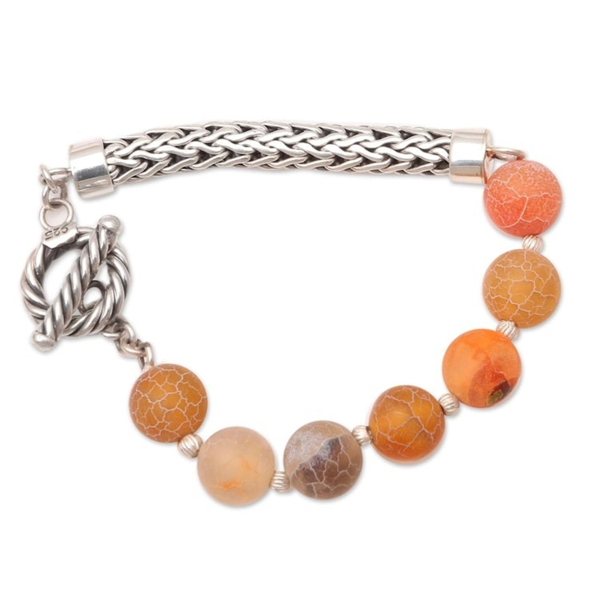 Agate and Sterling Silver Beaded Bracelet 'Sensations'