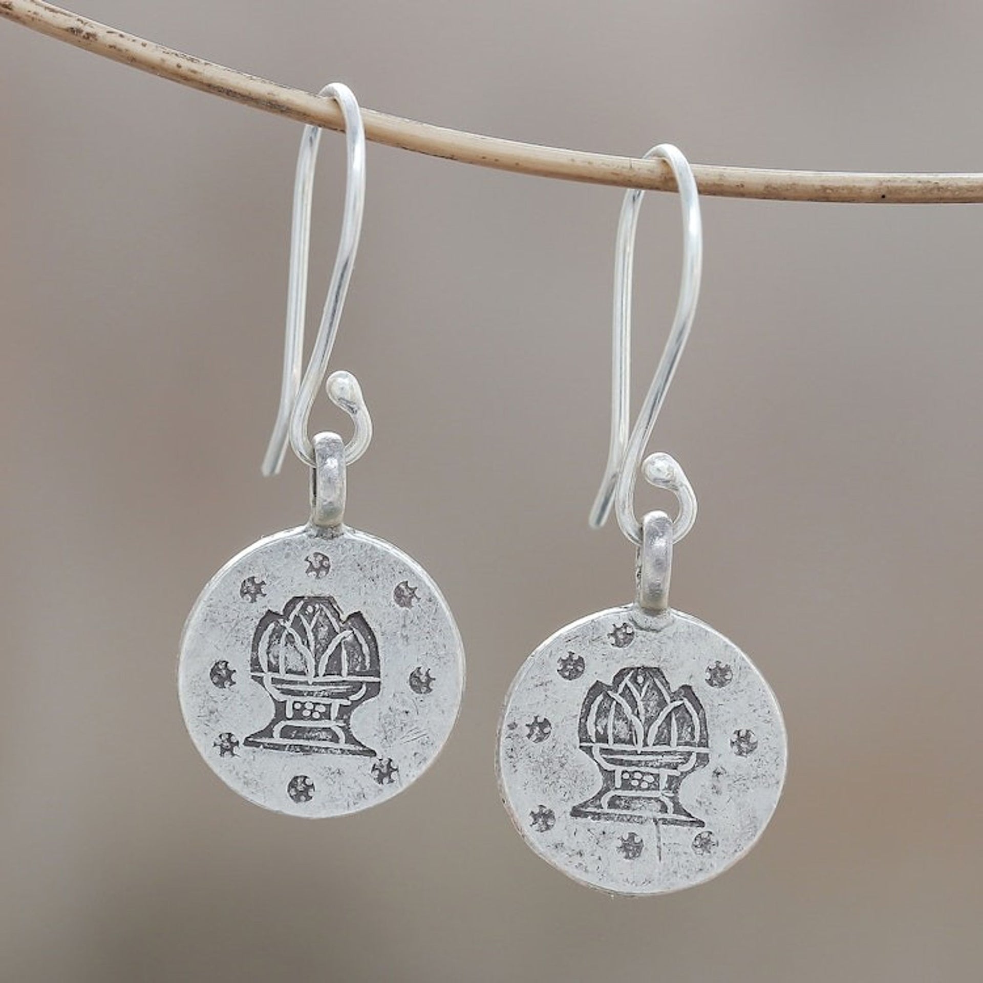 Karen Silver Aquarius Dangle Earrings from Thailand 'Karen Aquarius'