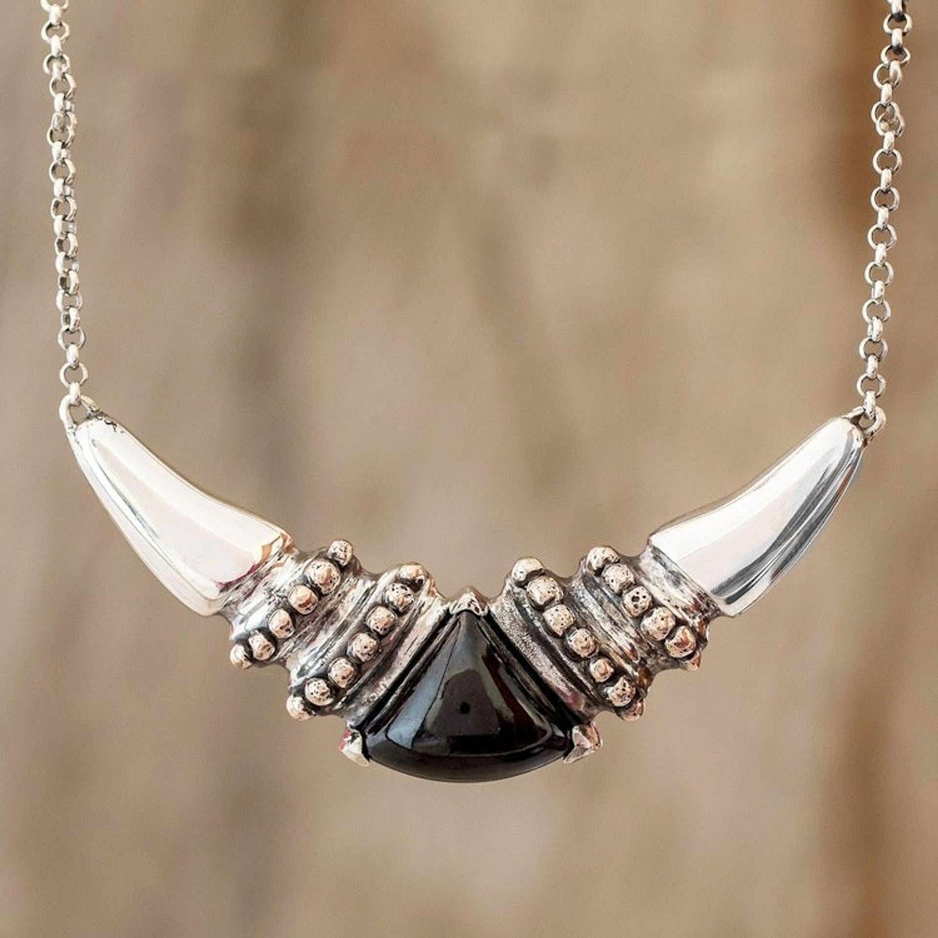 Maya Motif Black Jade Pendant Necklace 'Baktun'