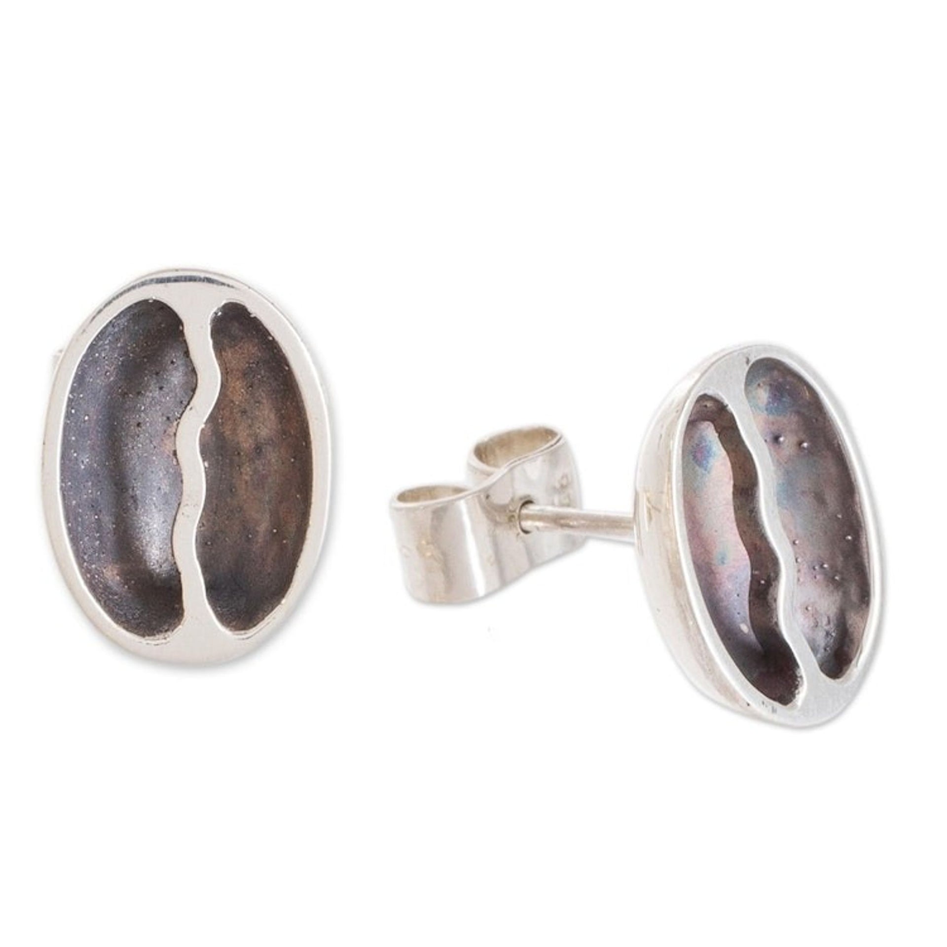 Sterling Silver Coffee Bean Dangle Earrings from Guatemala 'Raining Coffee'
