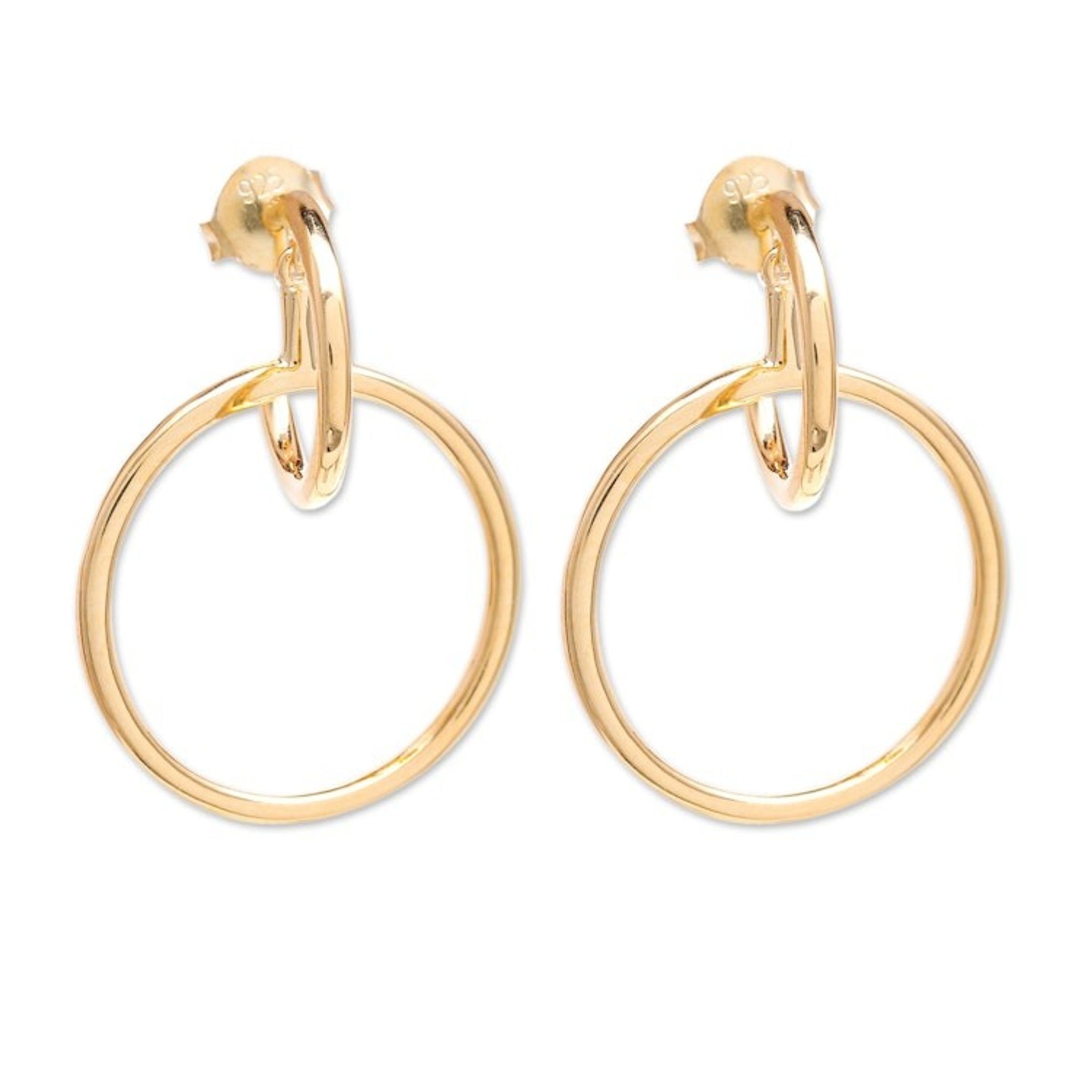 Abstract 18k Gold-Plated Dangle Earrings Crafted in Thailand 'Victorious Life'