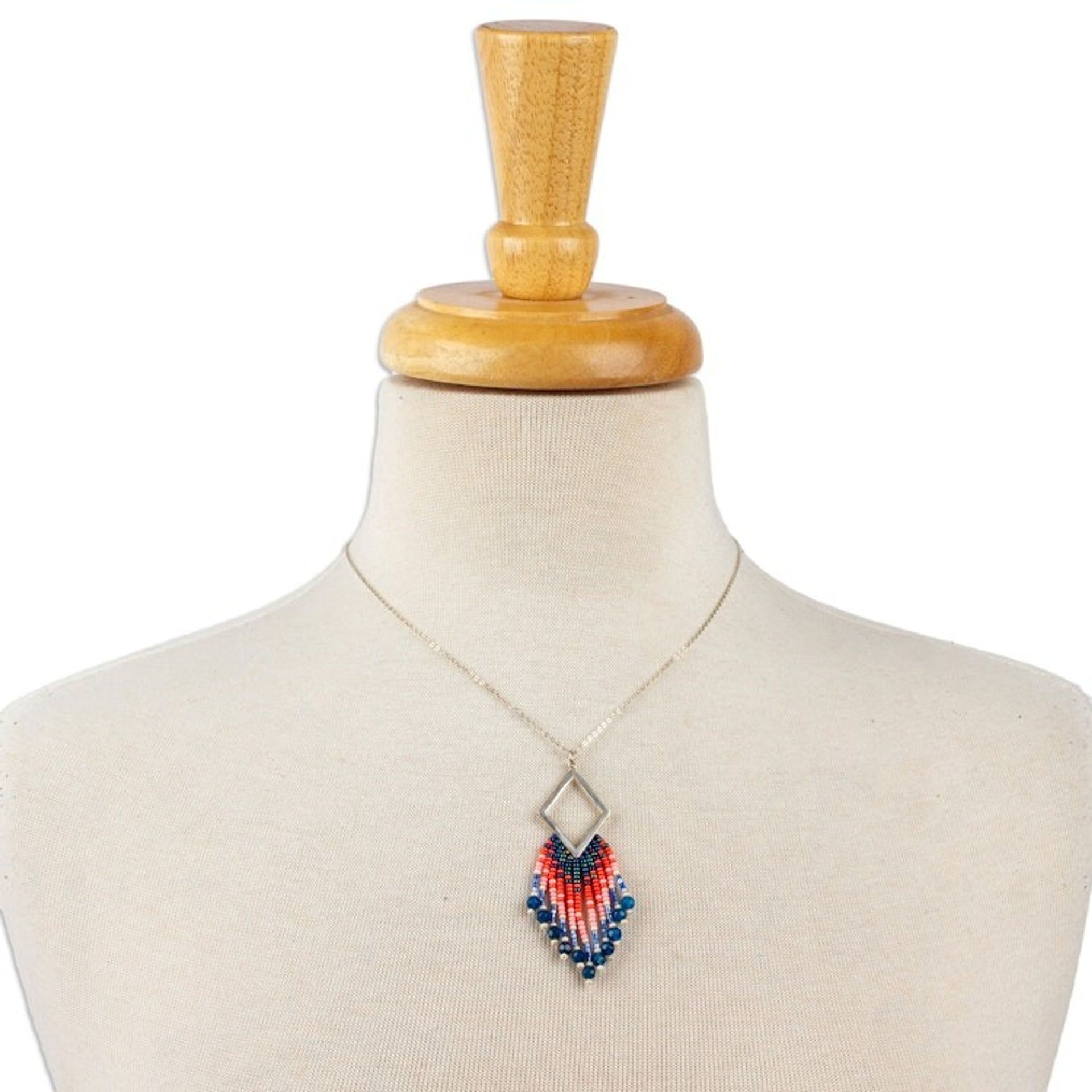 Beaded Waterfall Necklace from Mexico 'Azure Diamond'