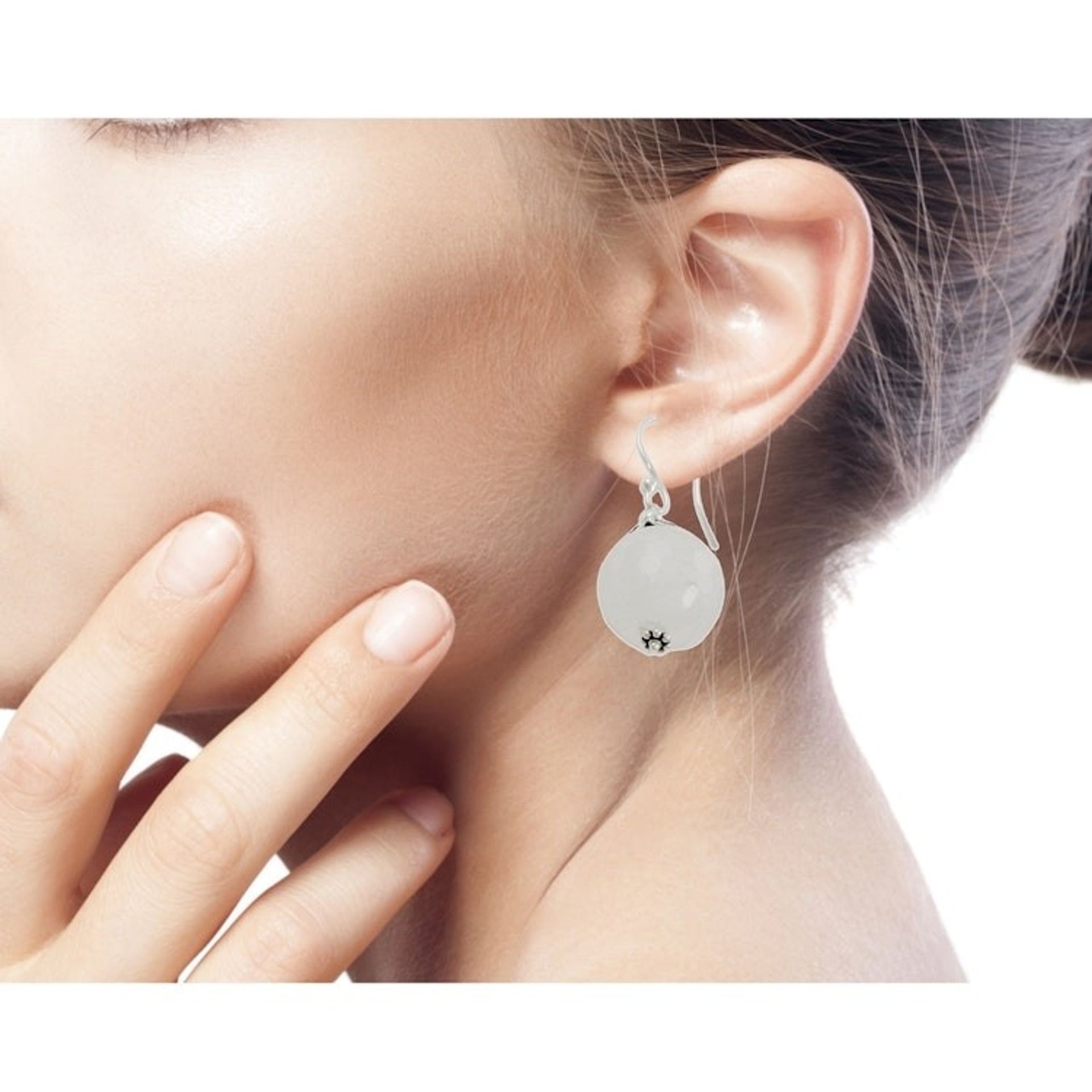 Handmade White Chalcedony and Silver Earrings from India 'Glorious White'