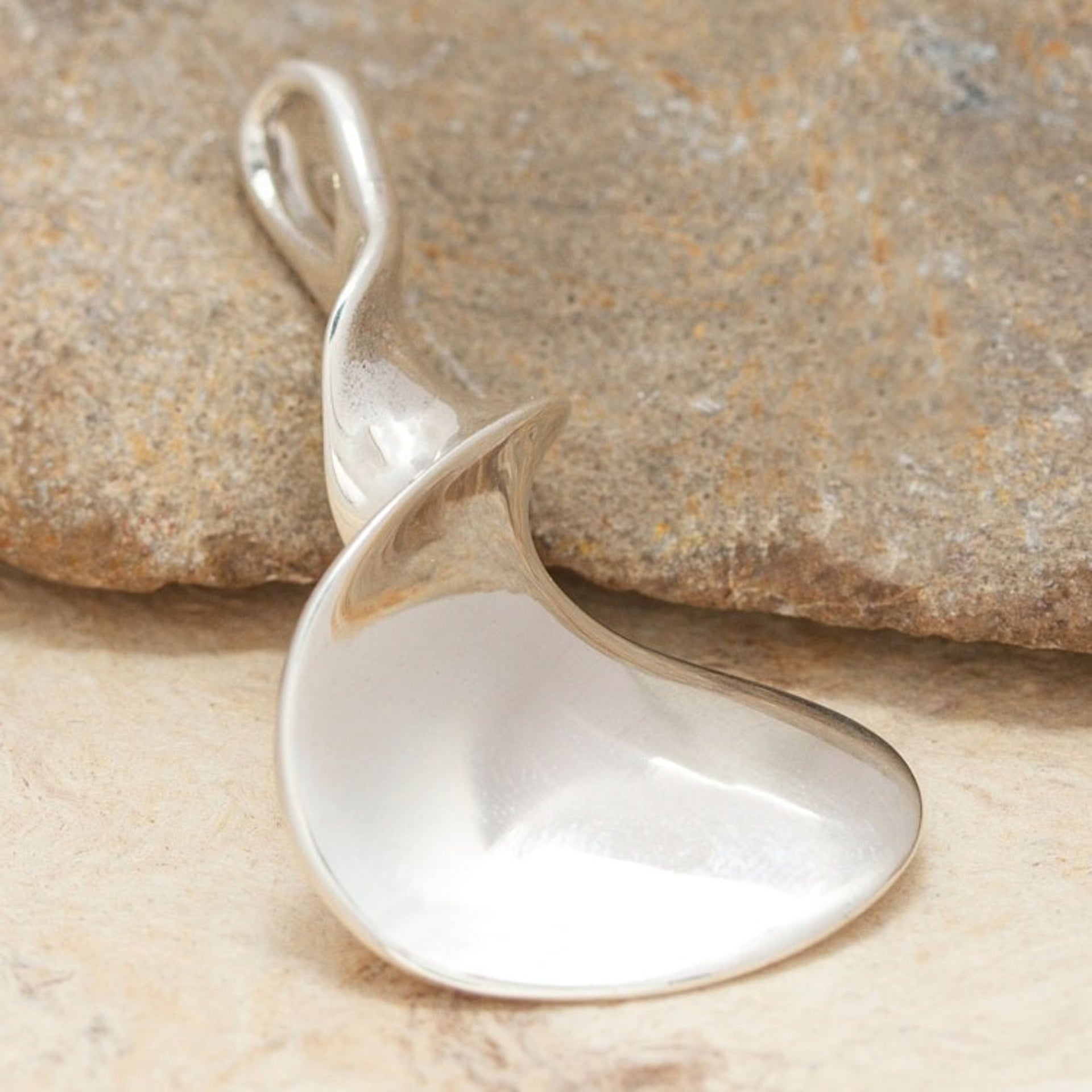 Curved Sterling Silver Pendant 'Smooth Sailing'
