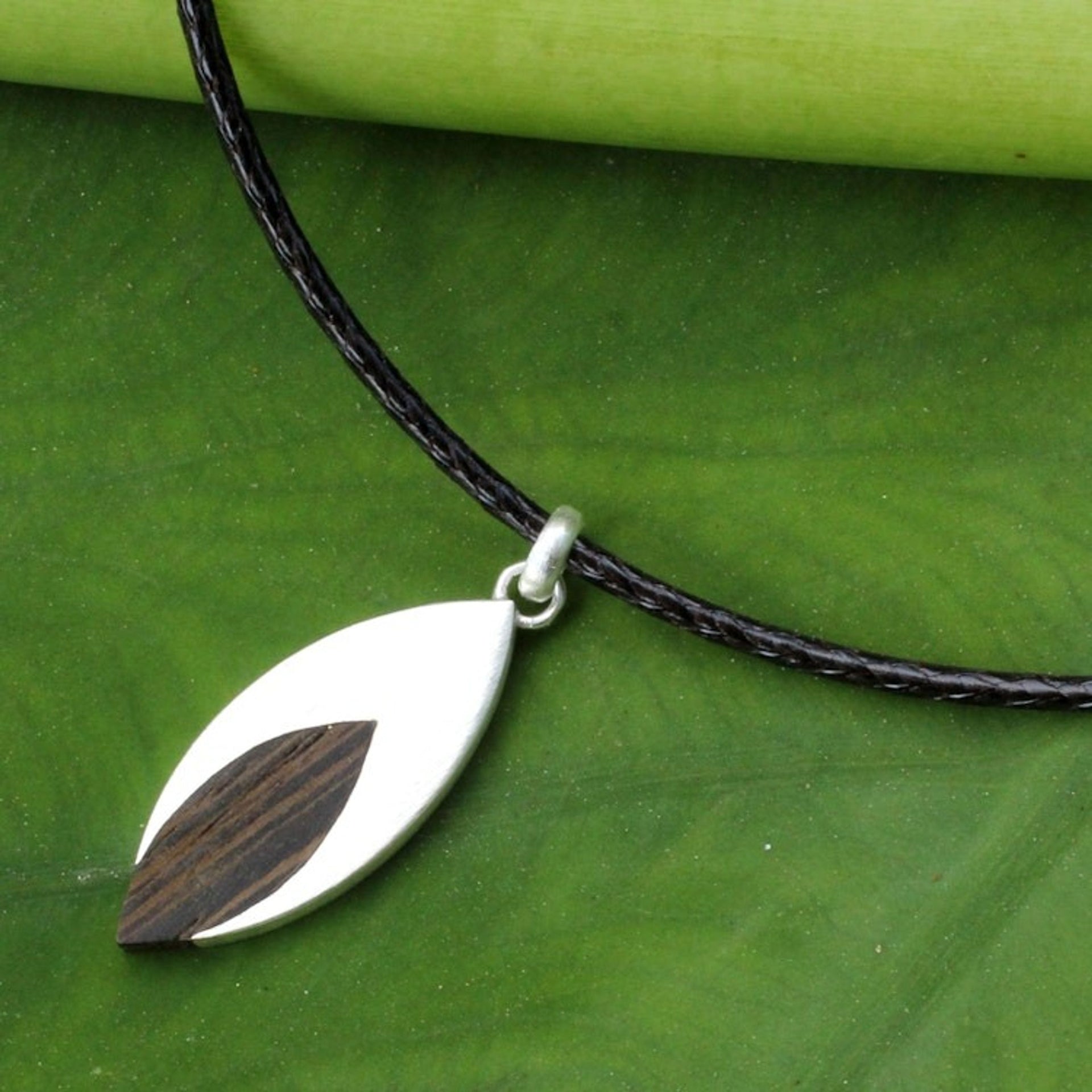 Indian Elm on Sterling Silver Necklace for Men Jewelry 'Everlasting Leaf'