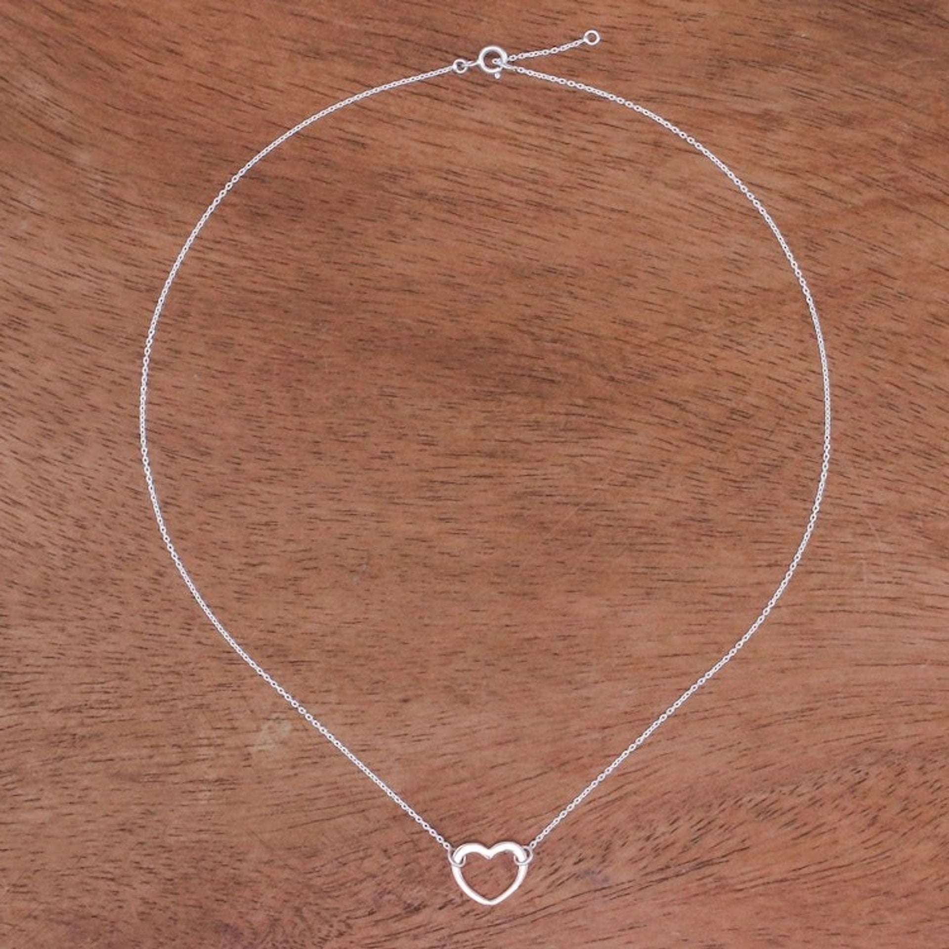Rose Gold Accented Sterling Silver Heart Necklace 'Big Heart'