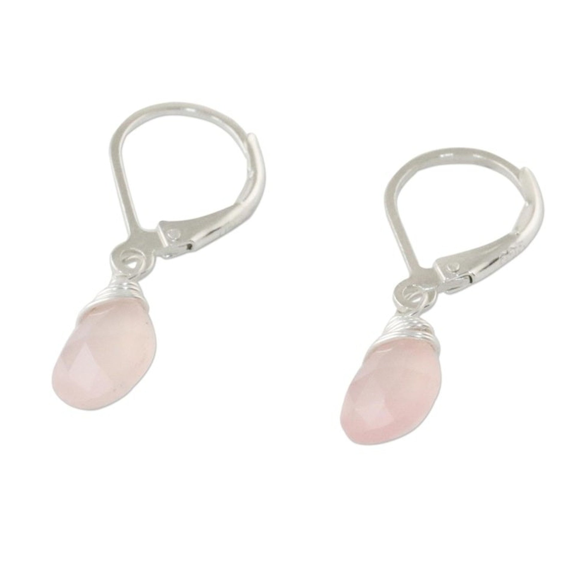 Pink Chalcedony and Silver Dangle Earrings from Thailand 'Glamorous Woman'