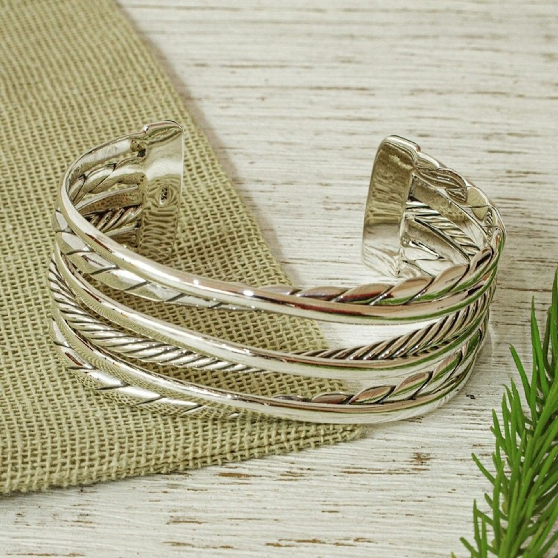 Hand Crafted Sterling Cuff Bracelet 'Taxco Twist'