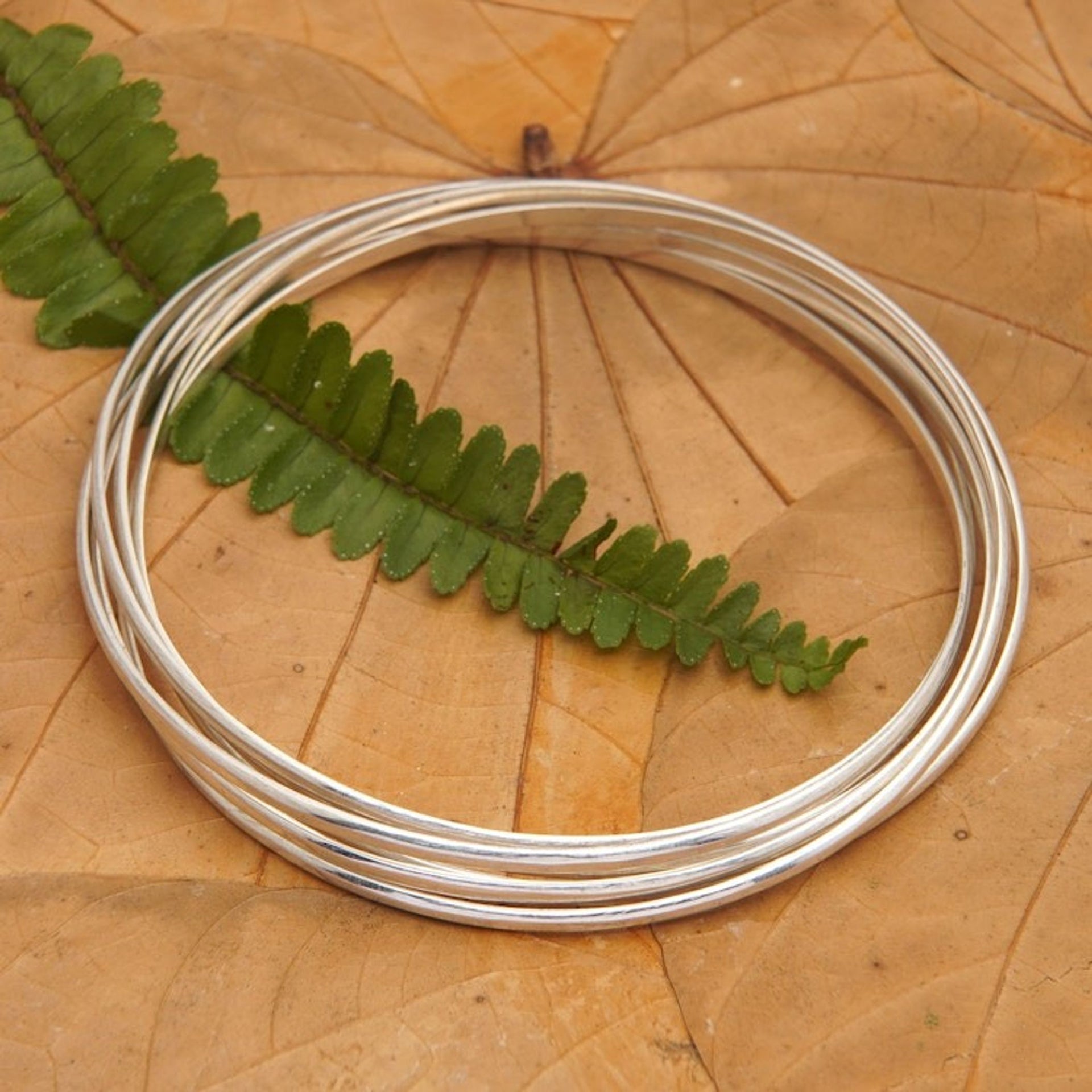 Modern Minimalist Polished Sterling Silver Bangle Bracelet 'Radiant Hoop'