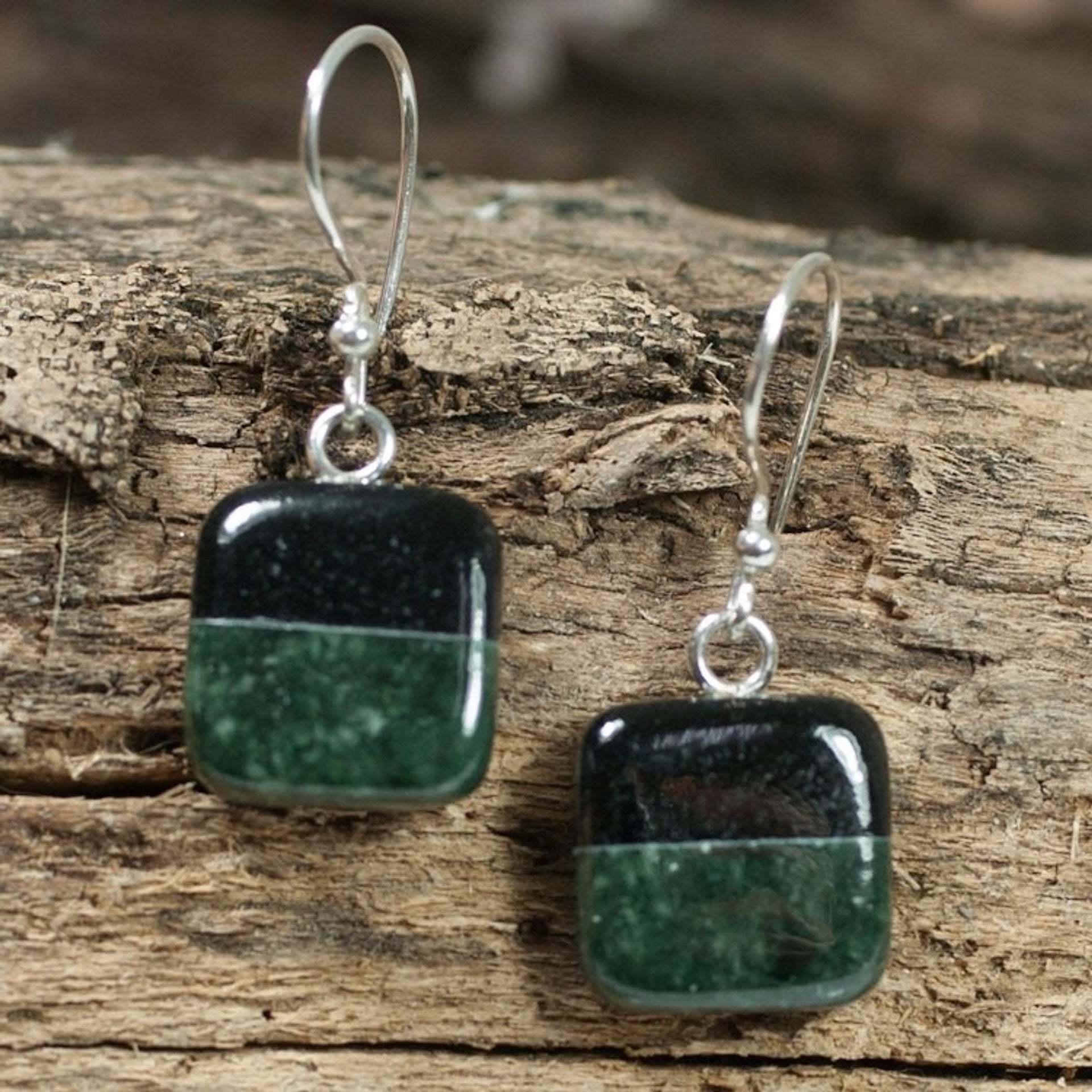 Fair Trade Sterling Silver Jade Dangle Earrings 'Duality'