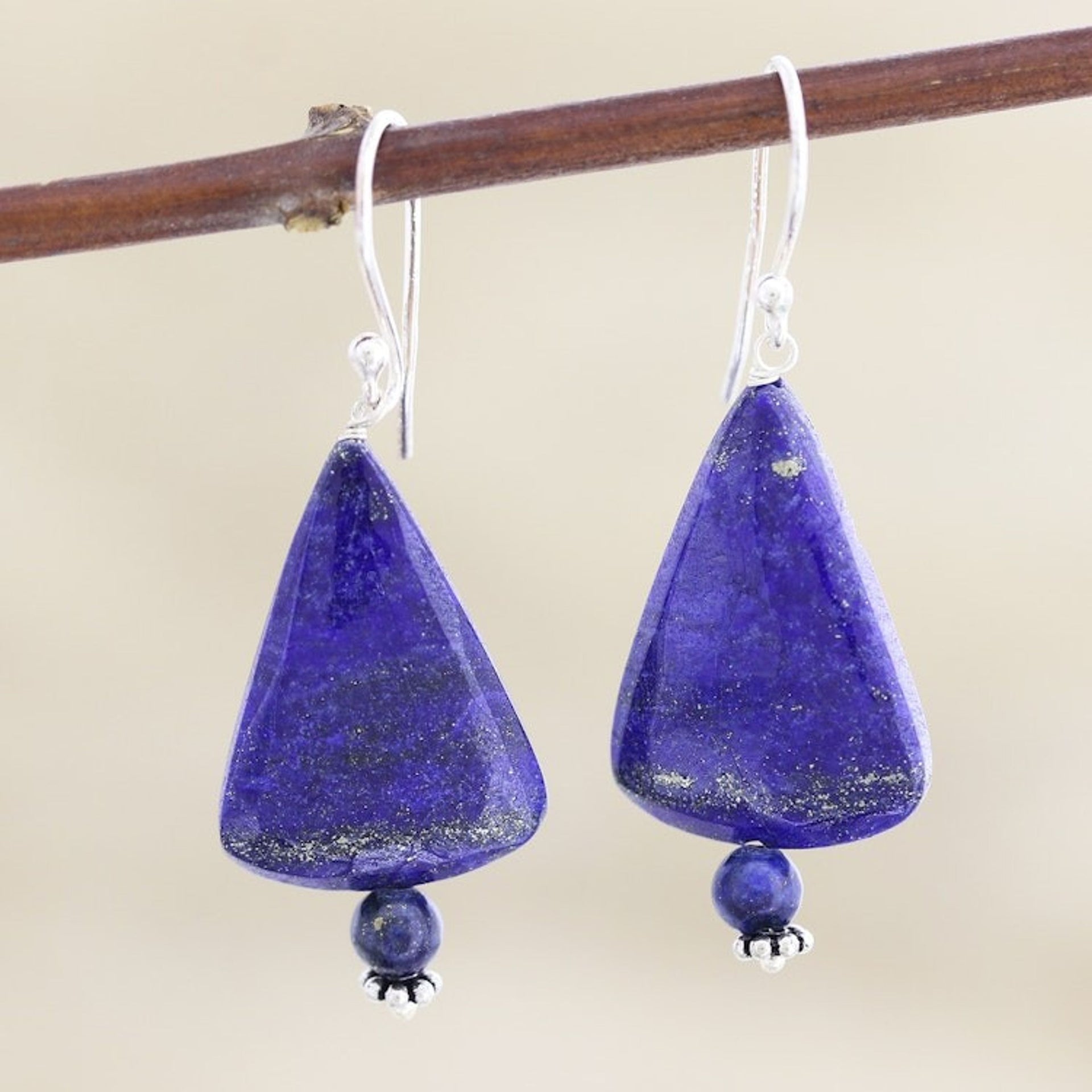 Lapis Lazuli and Sterling Silver Dangle Earrings 'Lost at Sea'