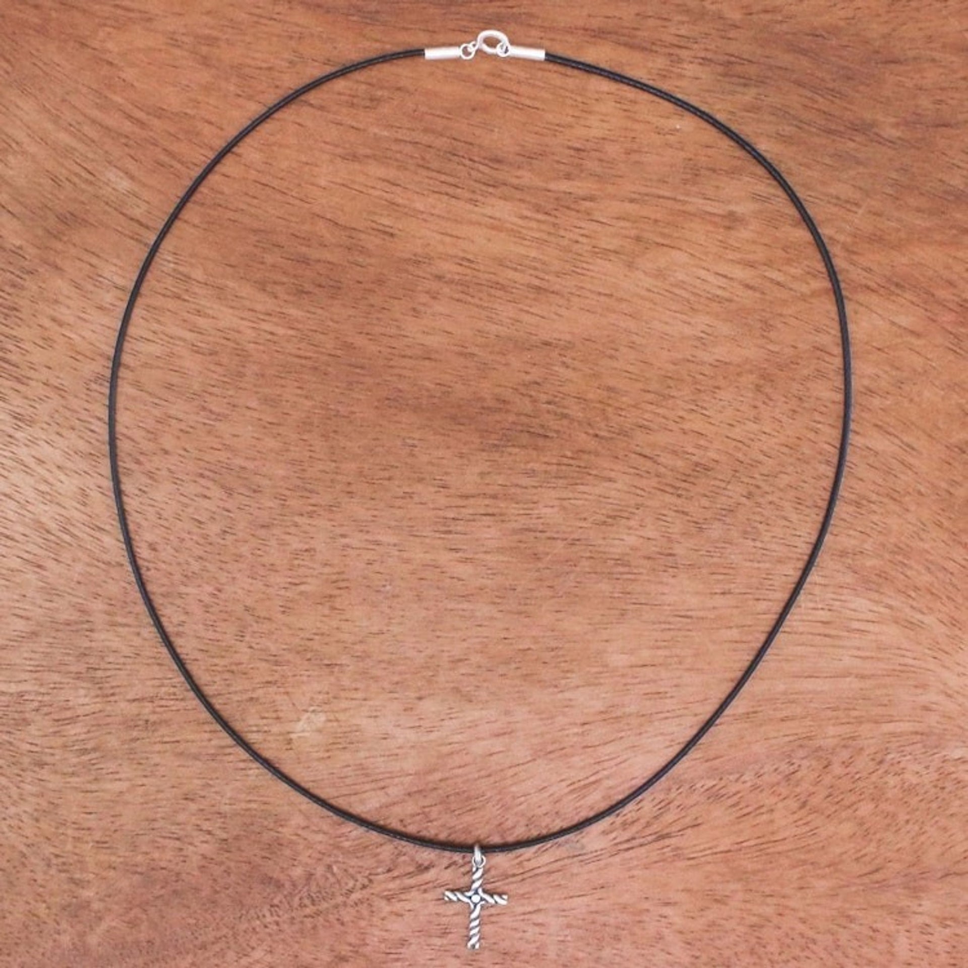Artisan Crafted Thai Sterling Silver Cross Necklace with CZ 'Beacon Cross'