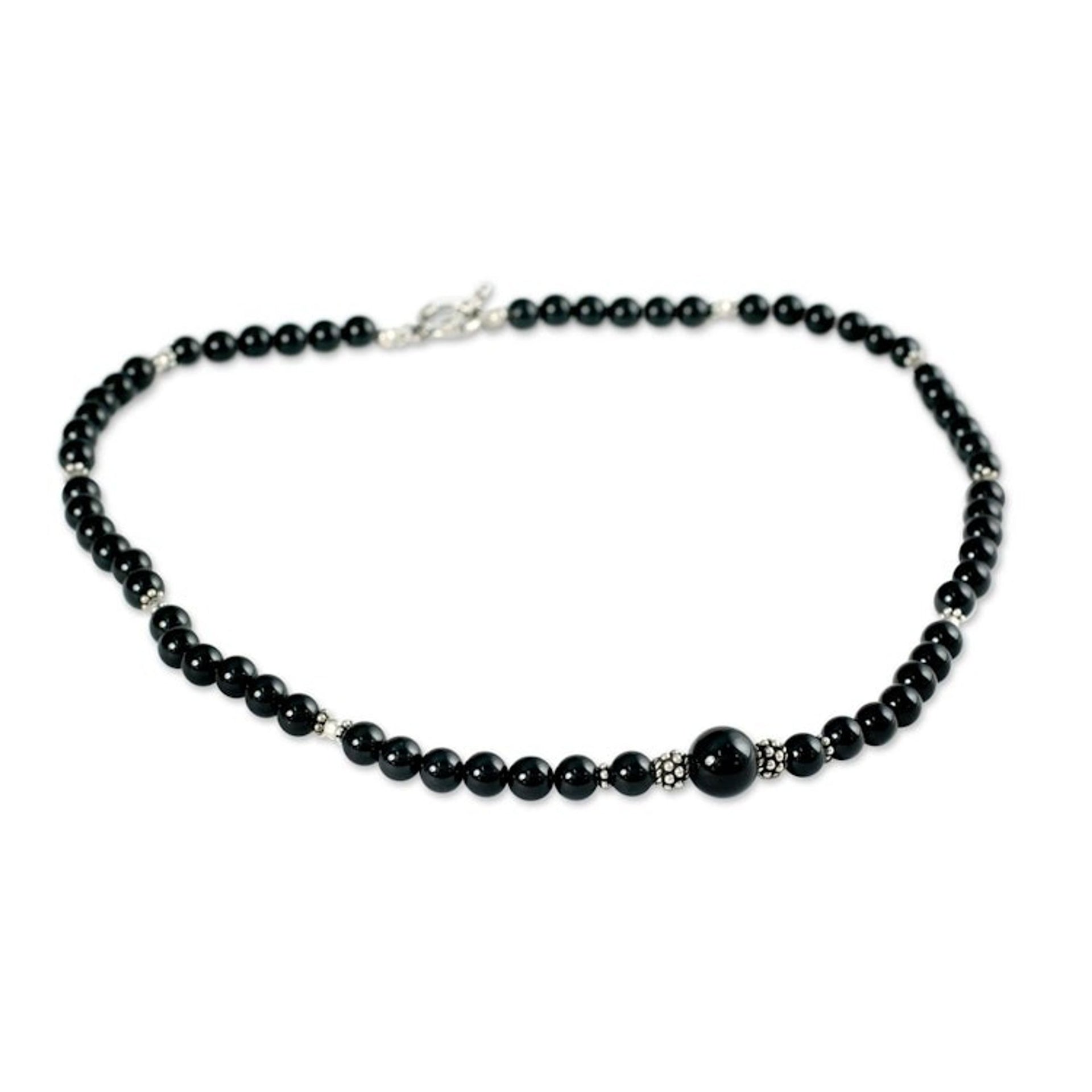 Onyx strand necklace 'Kerala Night'