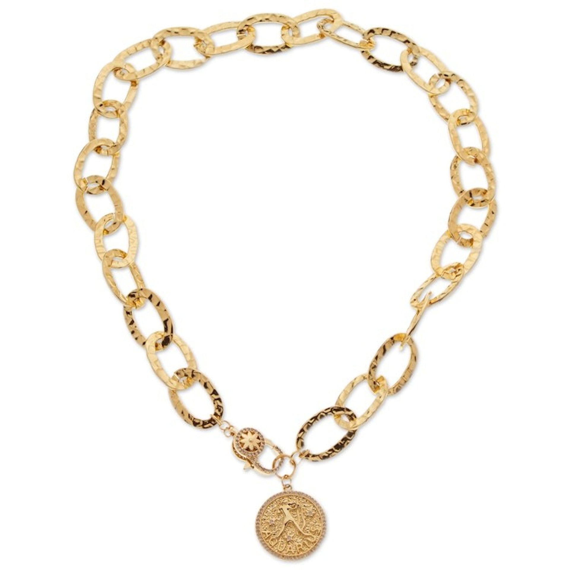 24k Gold-Plated Cubic Zirconia Aquarius Pendant Necklace 'Aquarius Born'