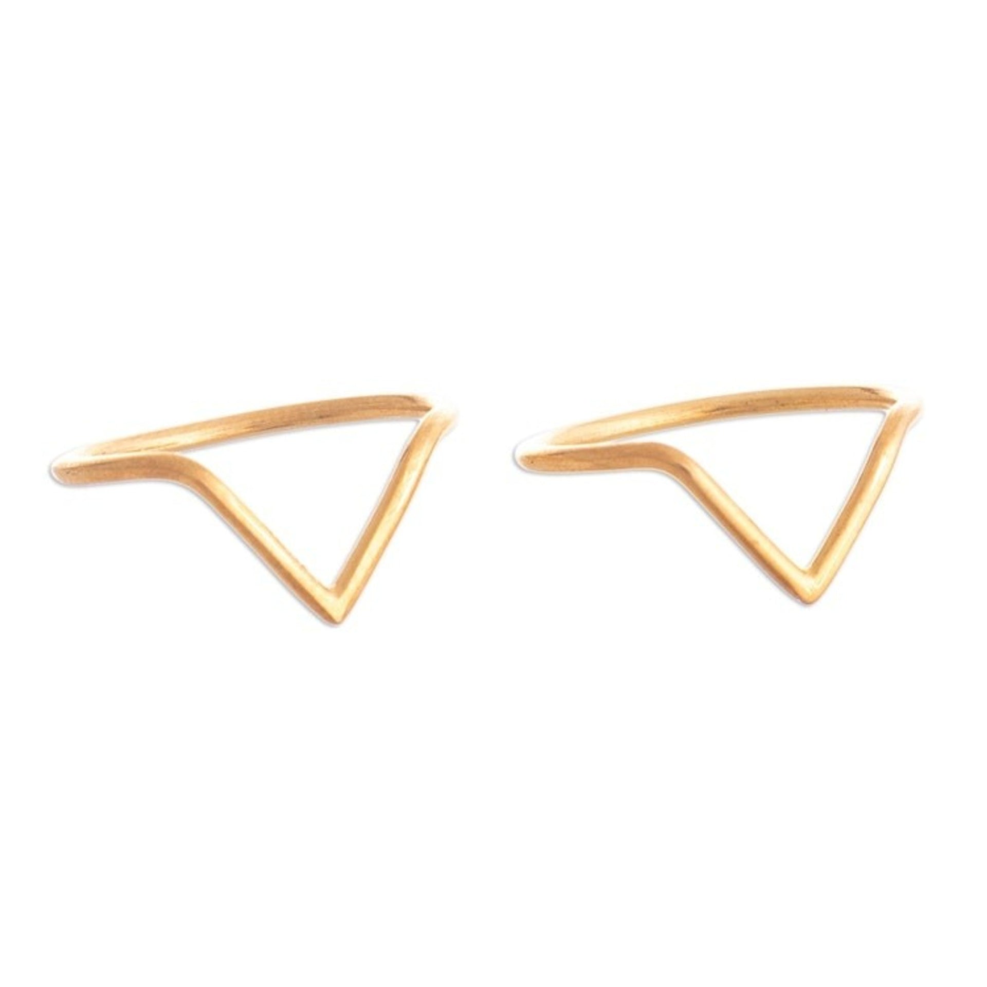 18K Gold Plated Cocktail Rings with V Pattern Set of 2 'Wedding Dreams'