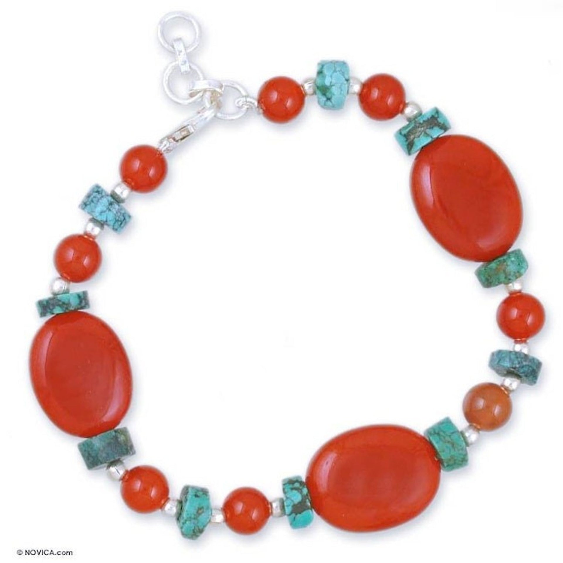 Carnelian beaded bracelet 'Fiery Sky'