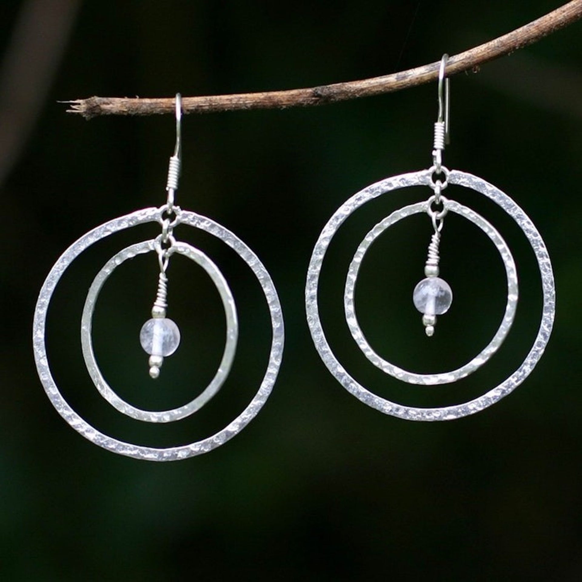 Sterling Silver Dangle Earrings 'Halo'