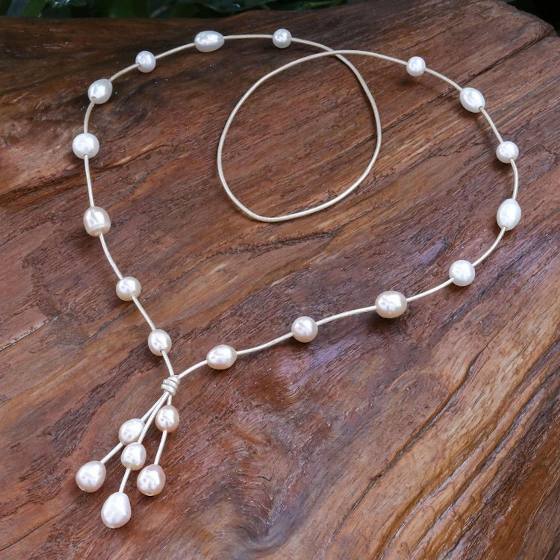 Hand Made Cultured Pearl Pendant Necklace 'Pearl Crush in Peach'