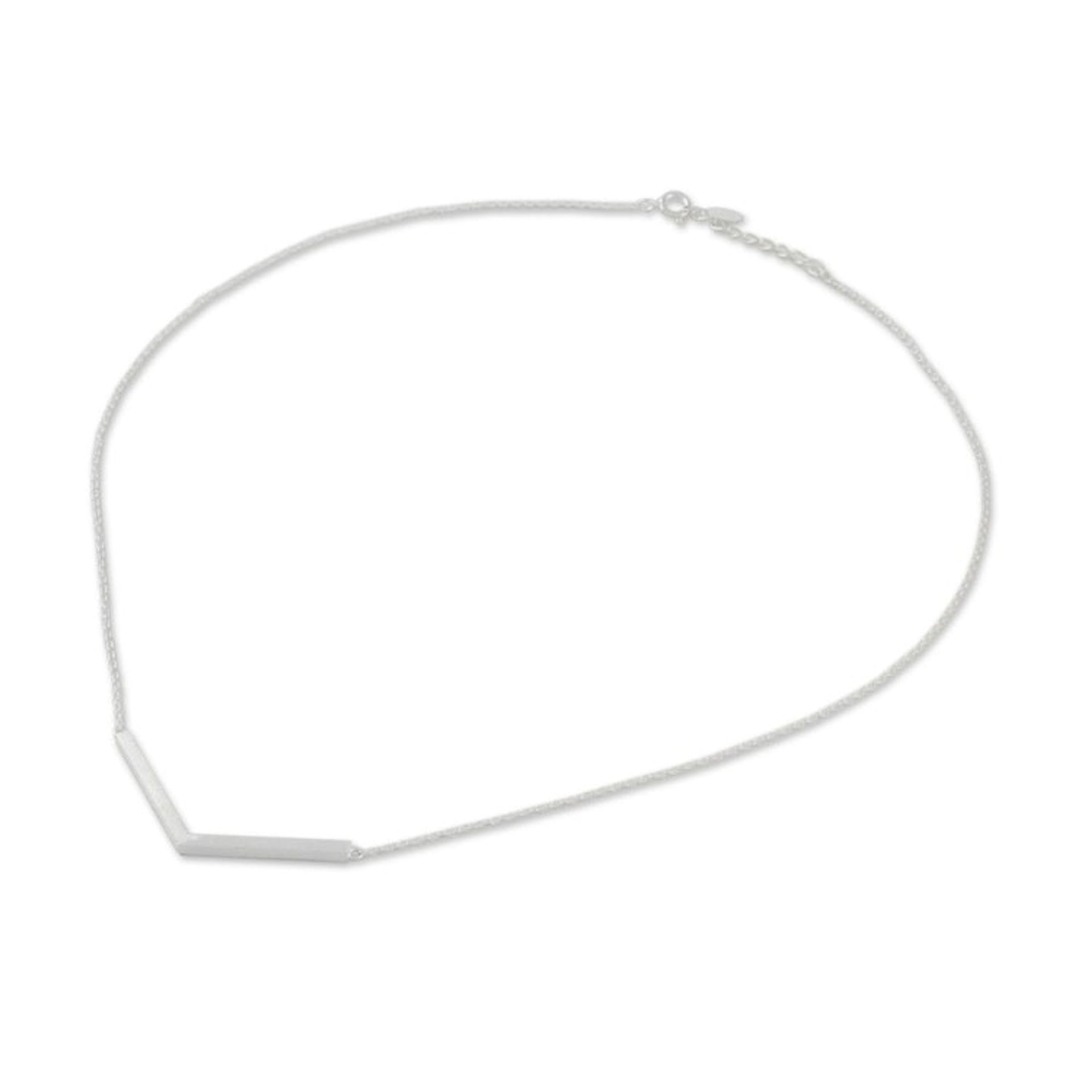 Sterling Silver Angular Pendant Necklace from Thailand 'Cute Angle'