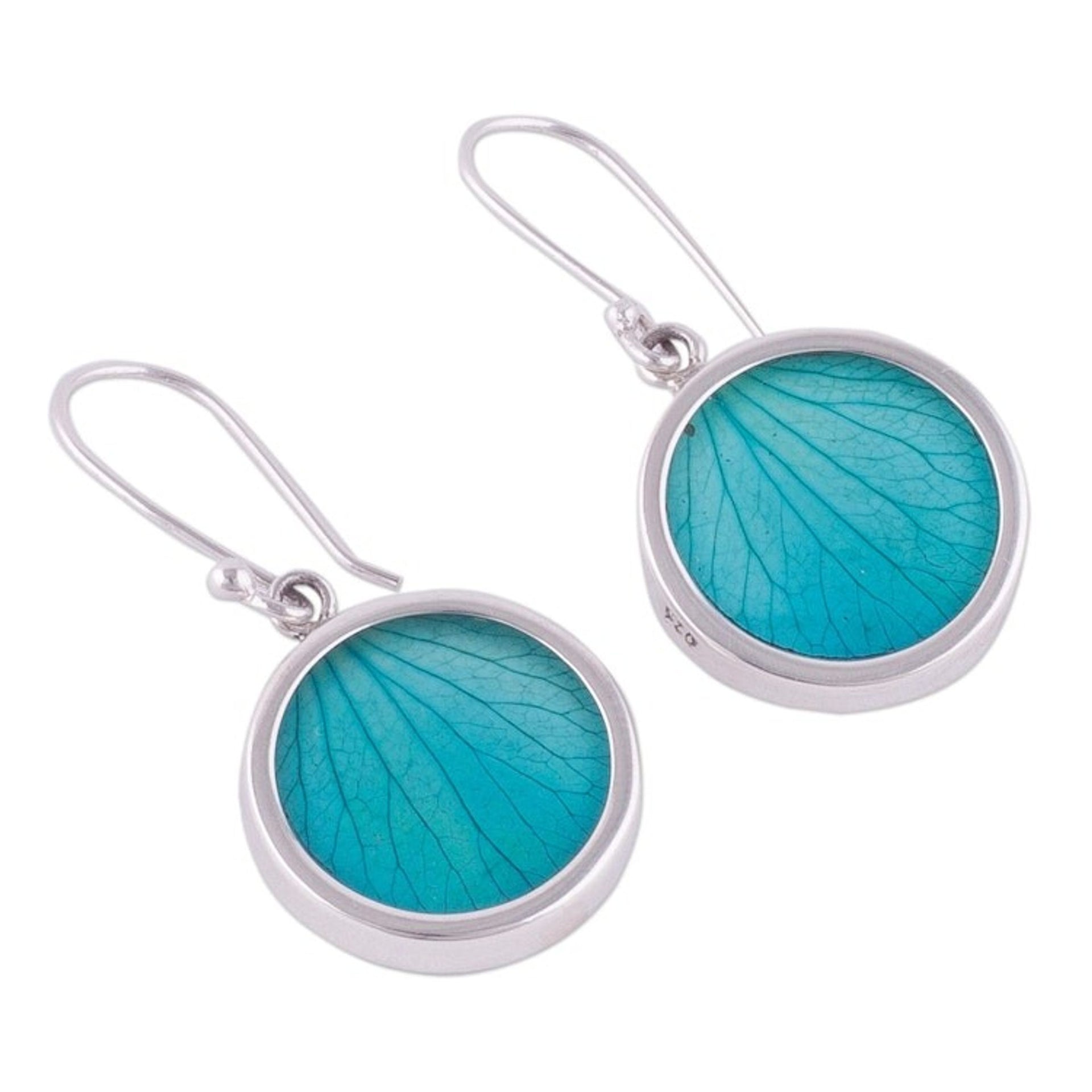 Sterling Silver and Natural Leaf Dangle Earrings from Peru 'Atlantis Leaves'