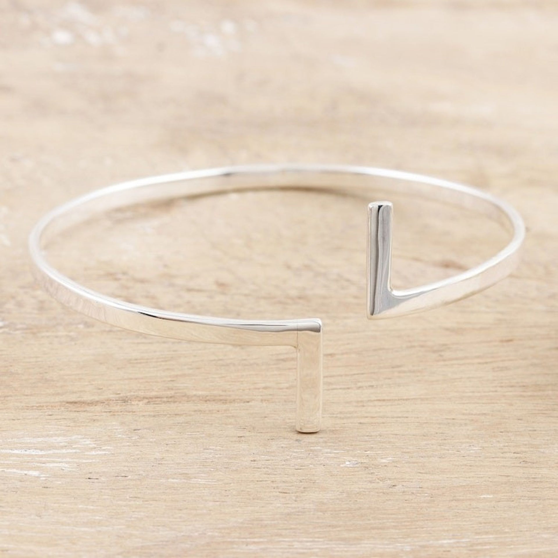 Hand Crafted Sterling Silver Cuff Bracelet 'Essential Shine'