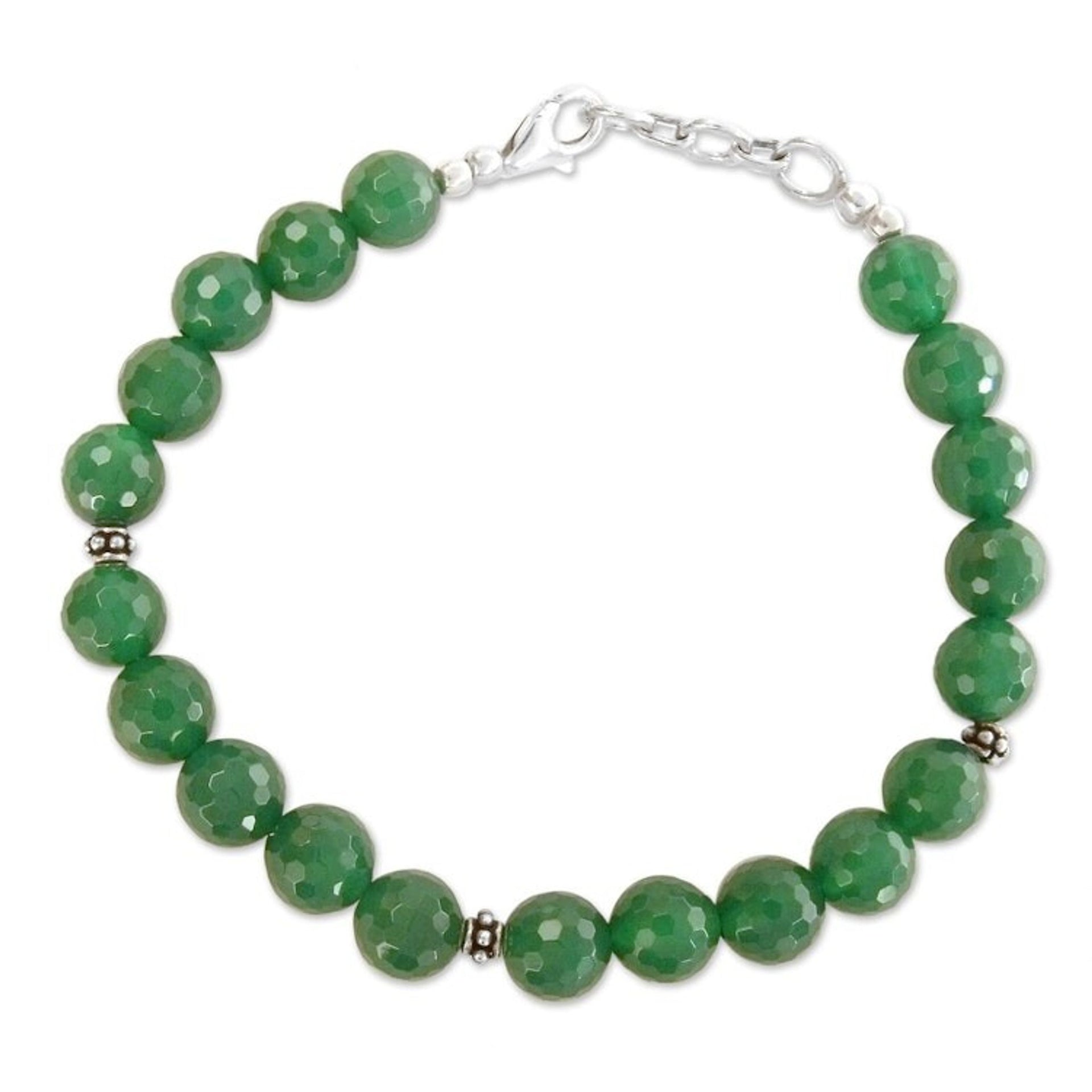 Onyx beaded bracelet 'Verdant Splendor'