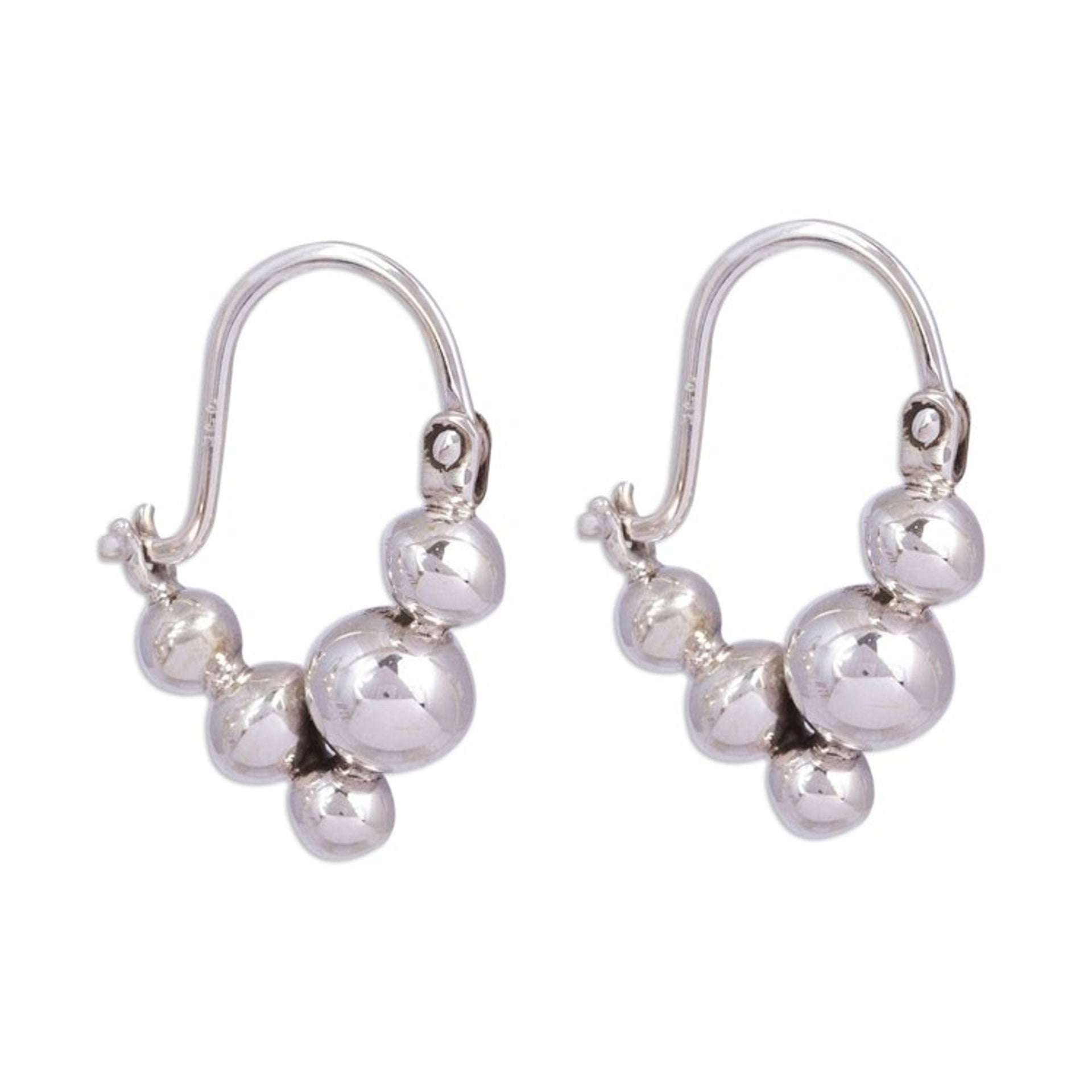 Bubble-Shaped Sterling Silver Hoop Earrings from Mexico 'Appealing Bubbles'