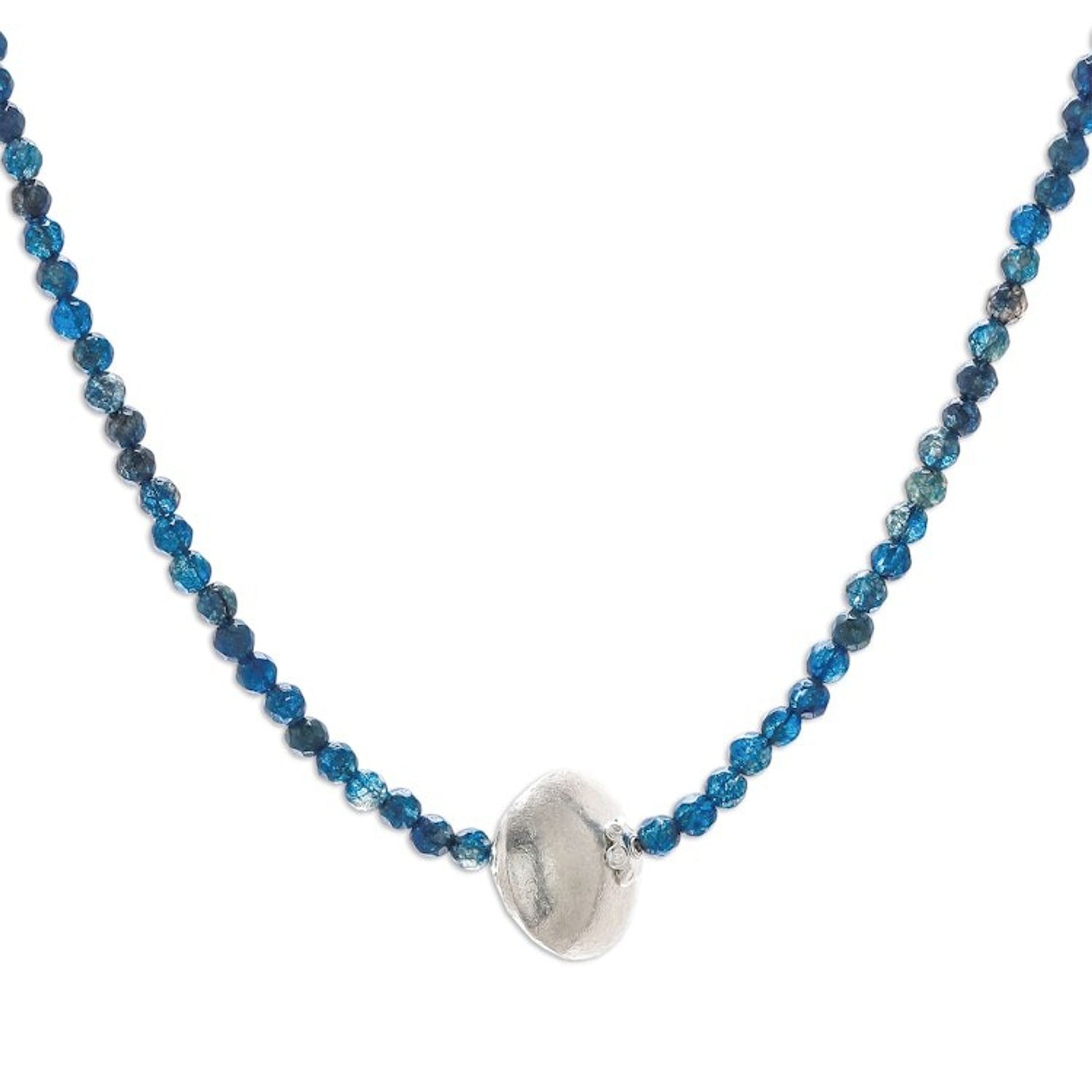 Aventurine and Karen Silver Beaded Pendant Necklace 'Karen Cosmos'