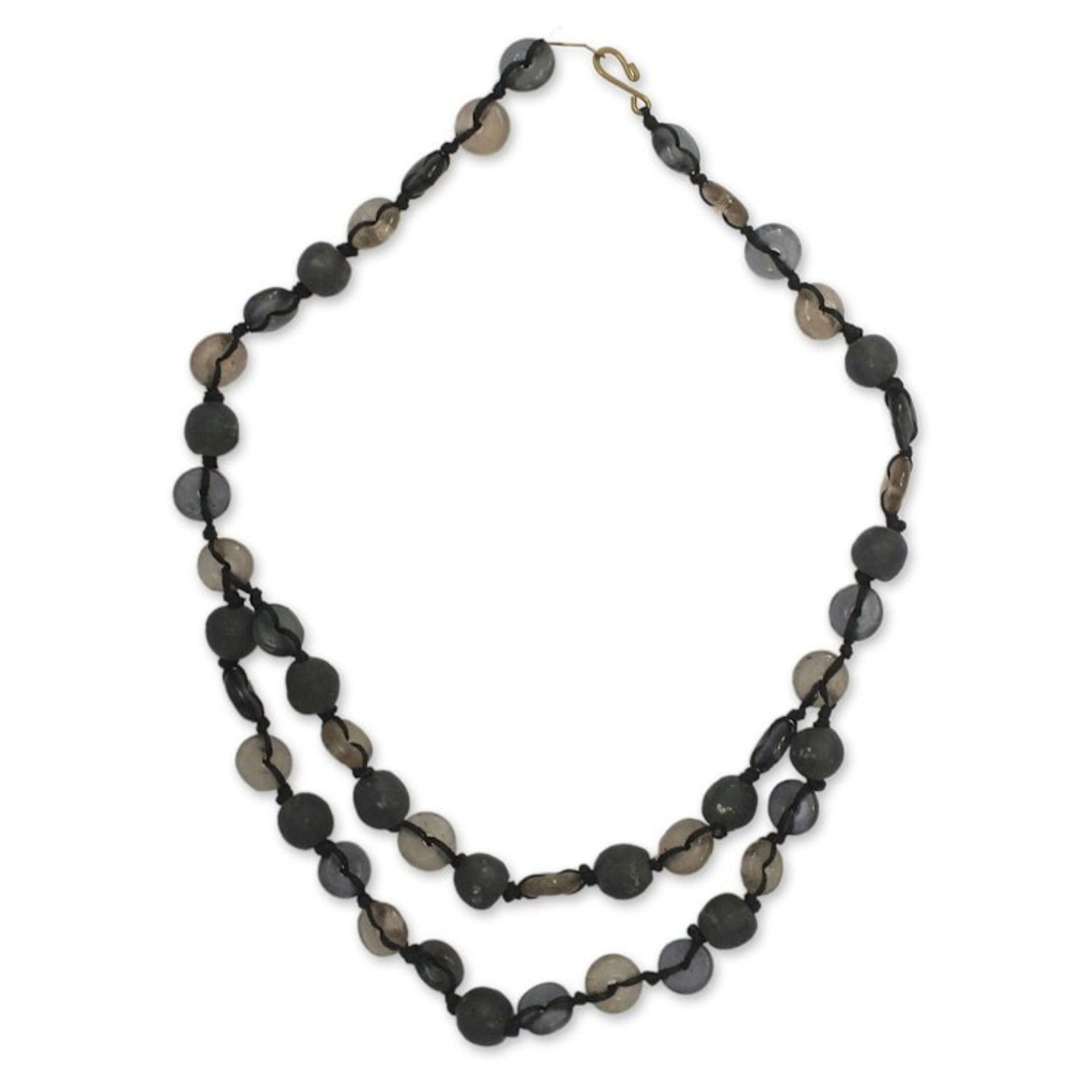 Recycled bead necklace 'Pretty Taupe'