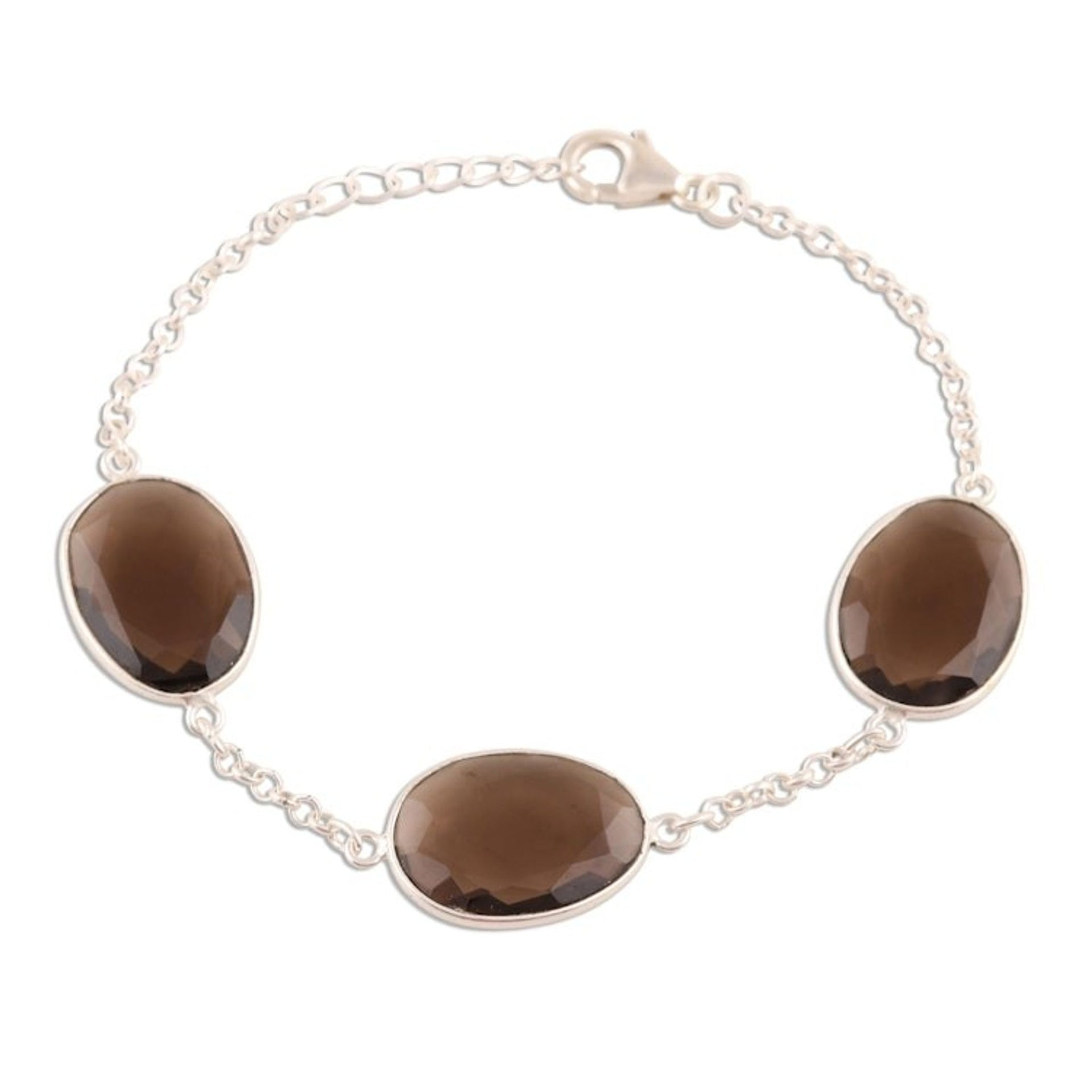 42.5-Carat Smoky Quartz Station Bracelet from India 'Glistening Eggs'
