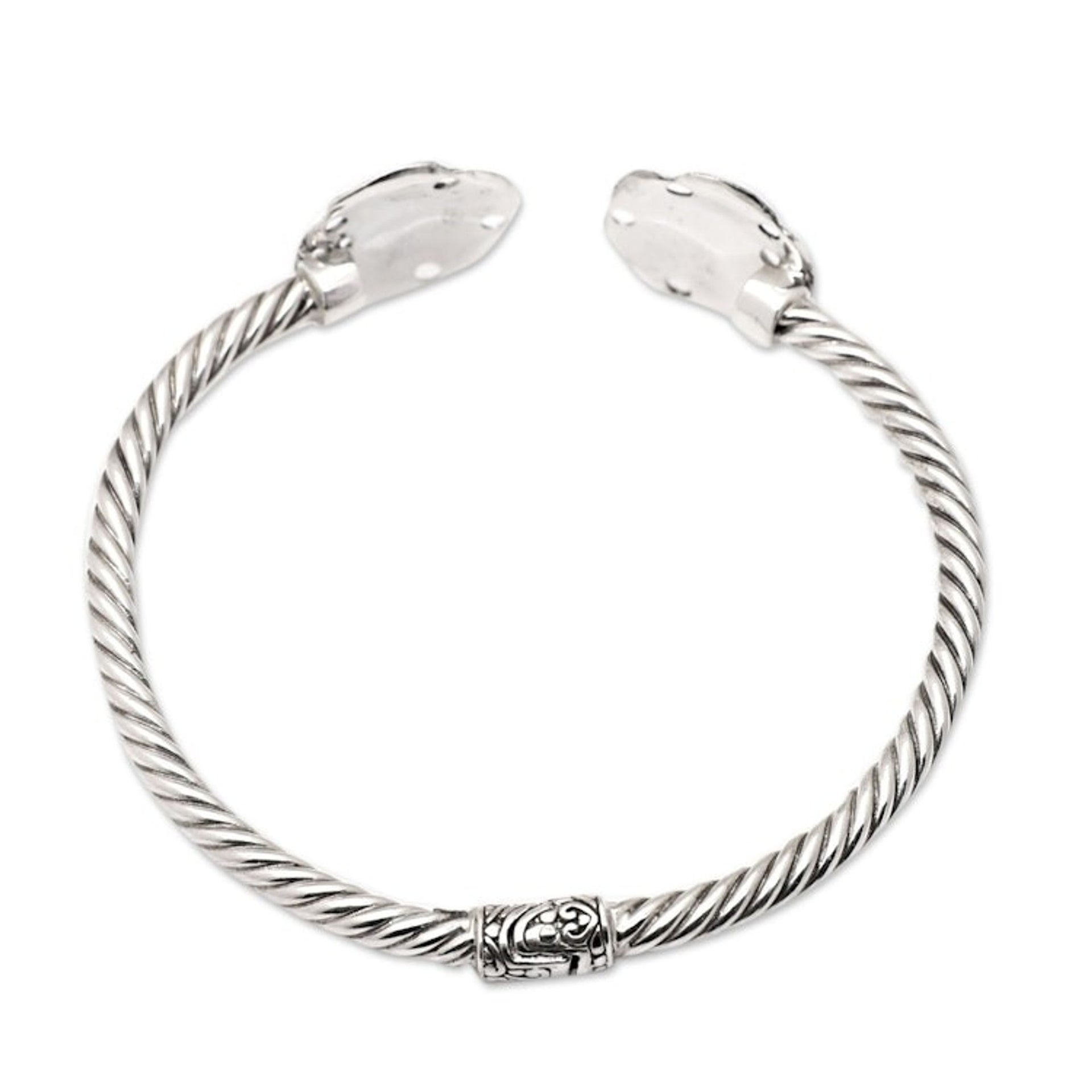 Floral Sterling Silver Cuff Bracelet in a Polished Finish 'Island Sensations'