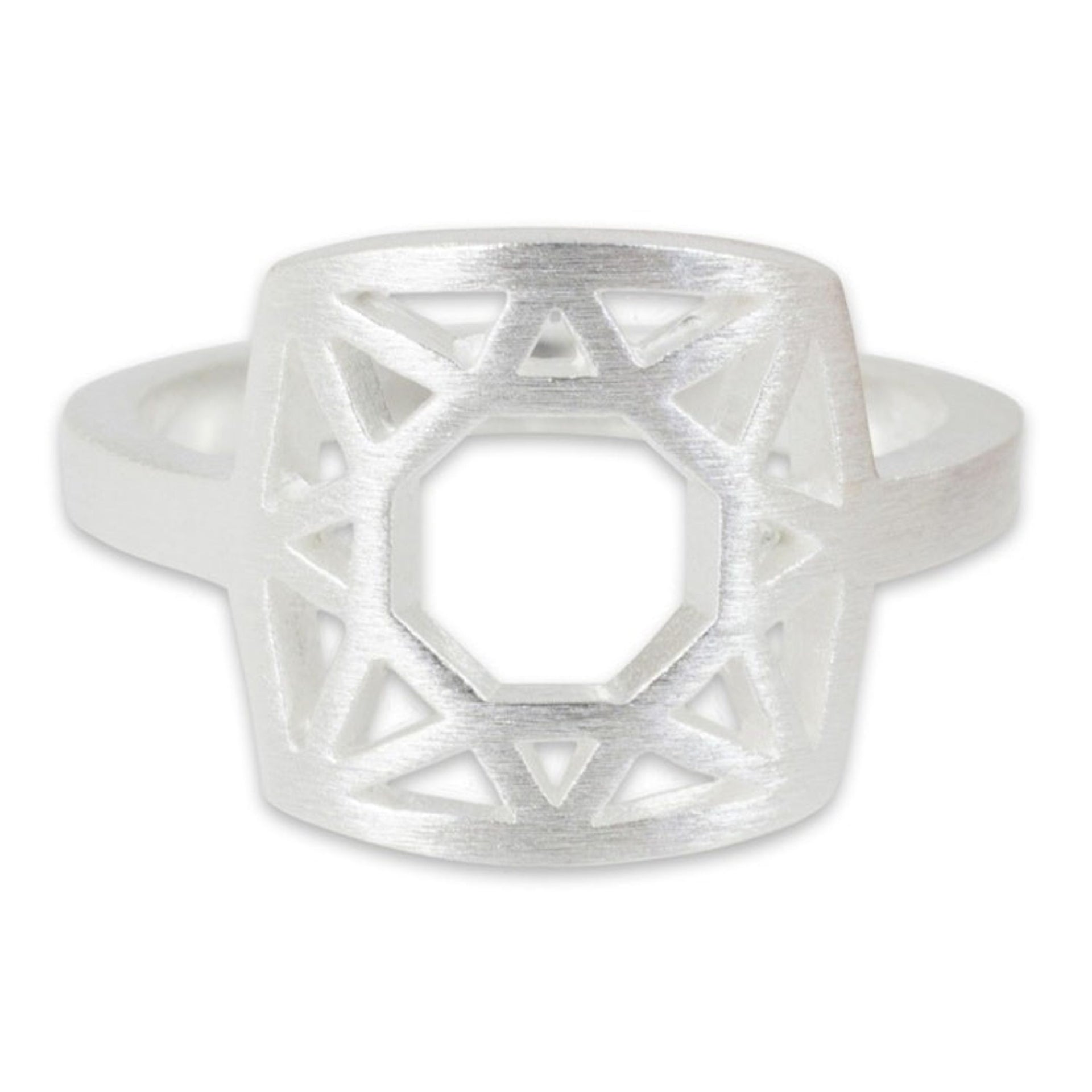 Handmade Modern Thai Sterling Silver Cocktail Ring 'Starlight Geometry'