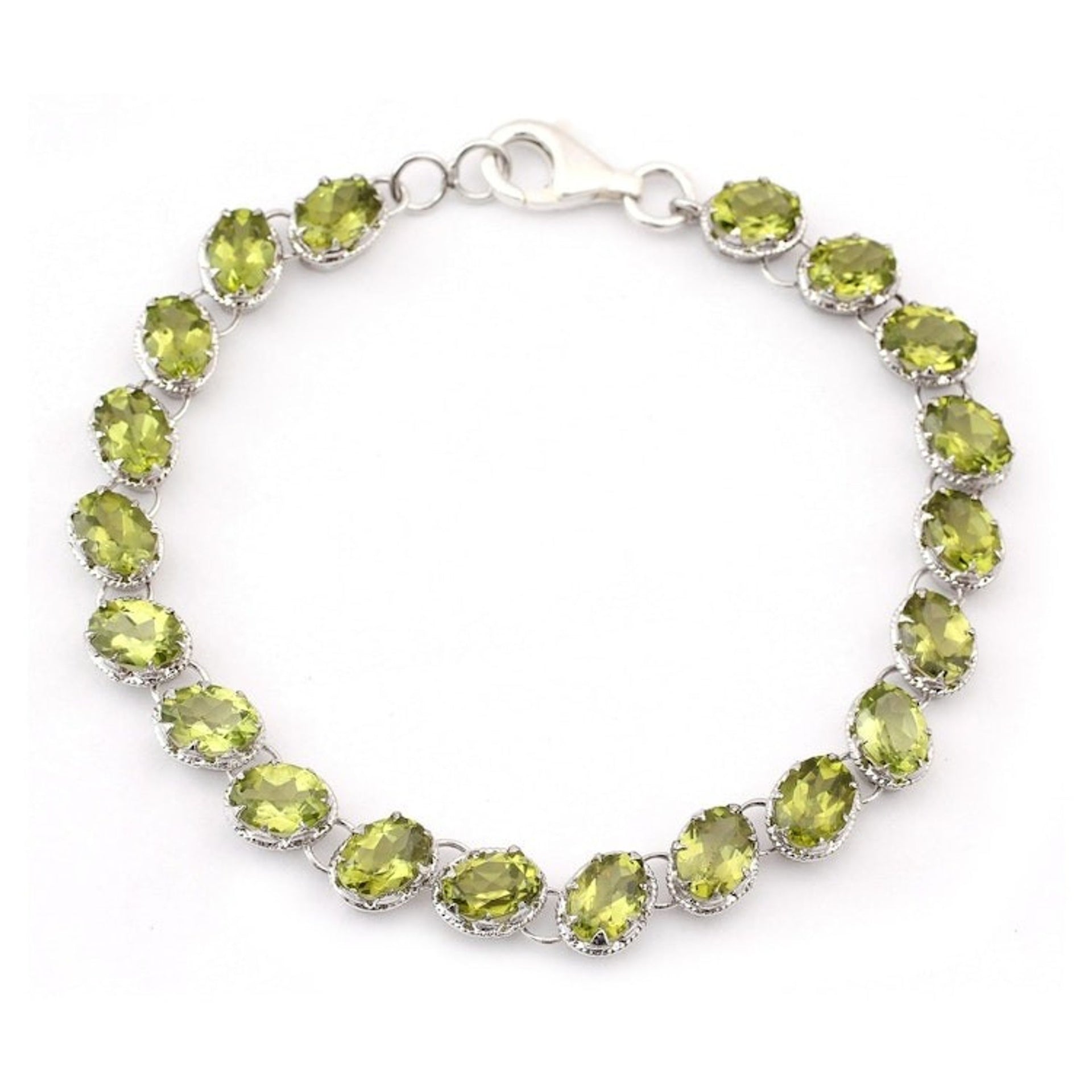 Tennis Style Peridot and Sterling Silver Bracelet 'Verdant Trail'