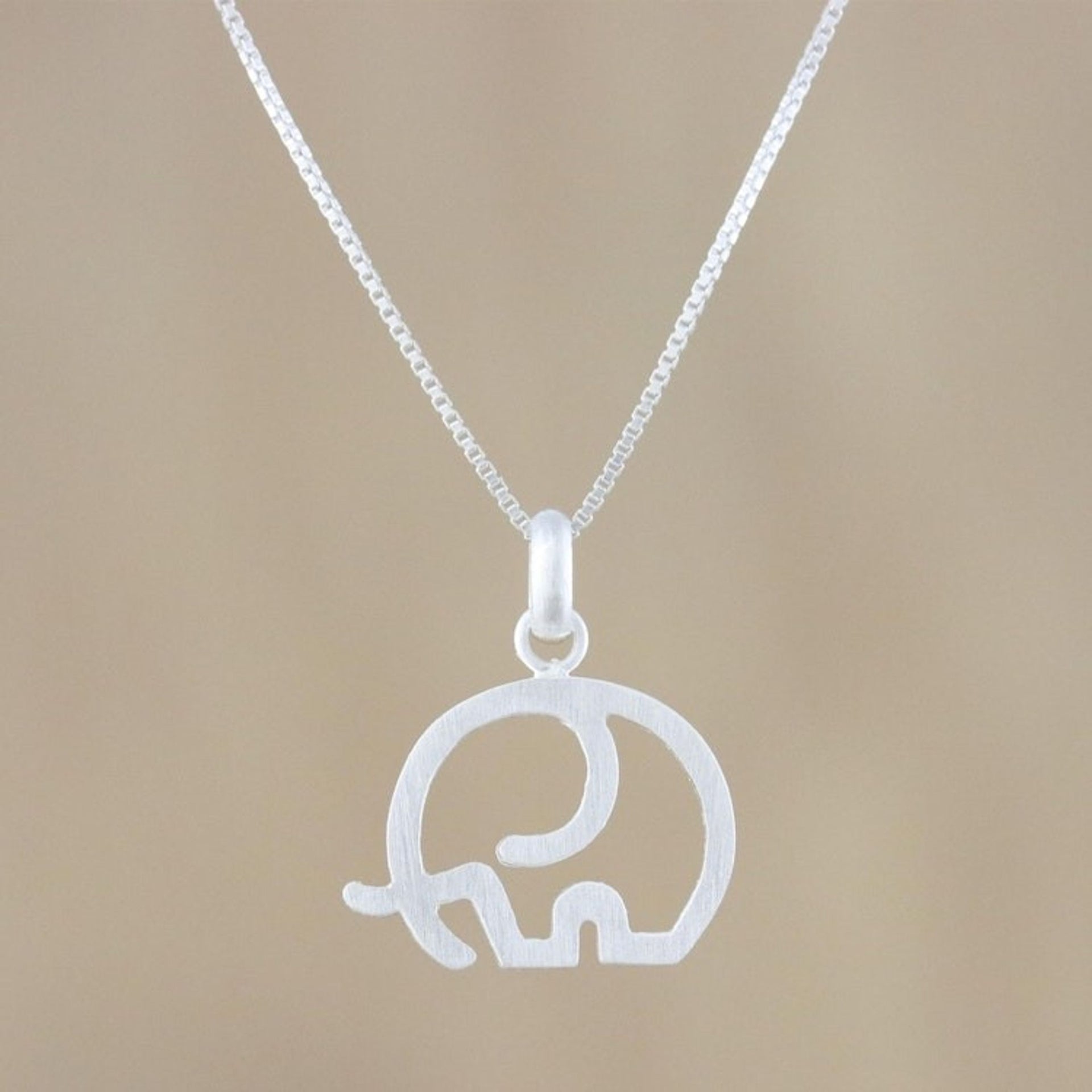 Elephant Sterling Silver Pendant Necklace from Thailand 'Fatherhood'