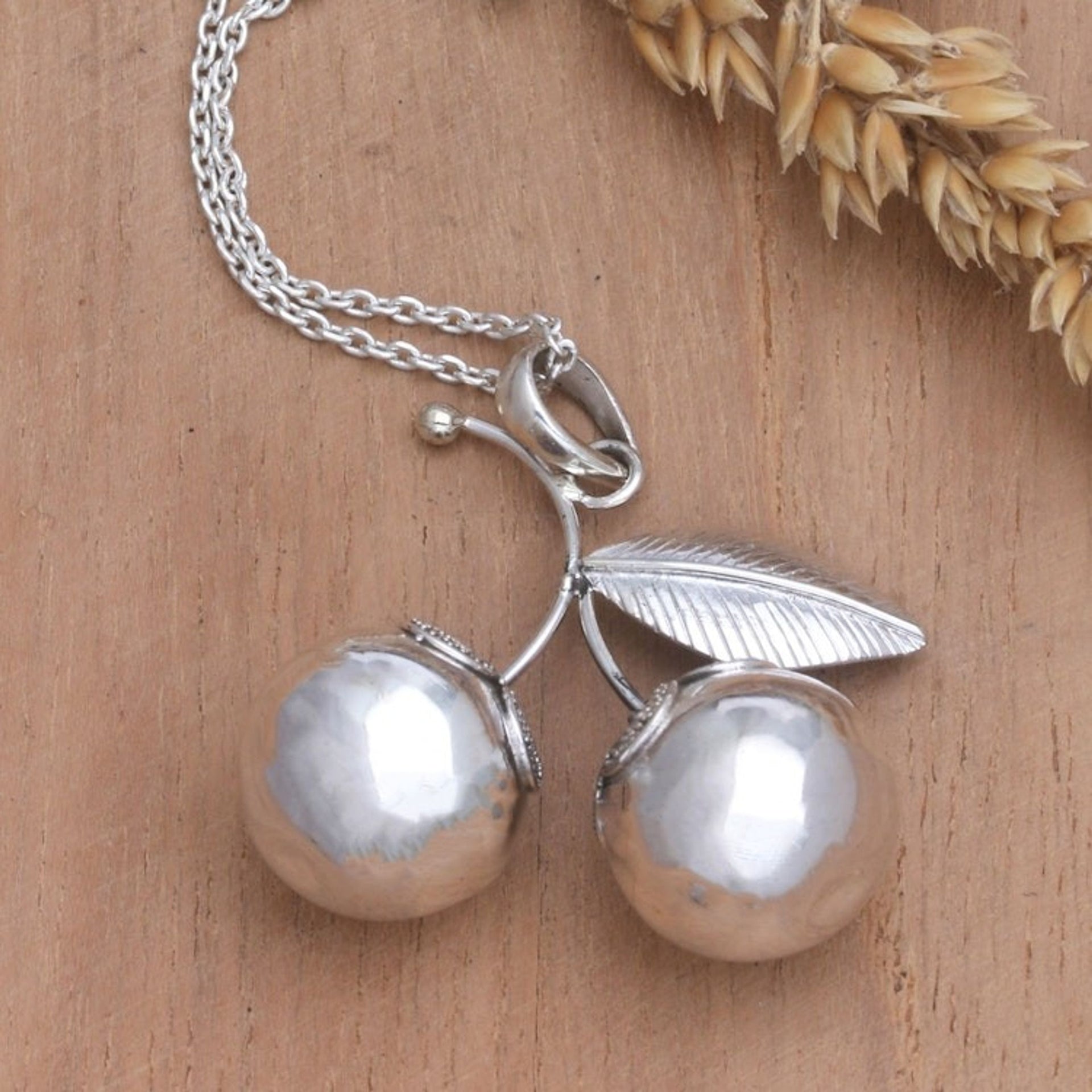 Sterling Silver Berry Pendant Necklace Crafted in Bali 'Bali Berries'