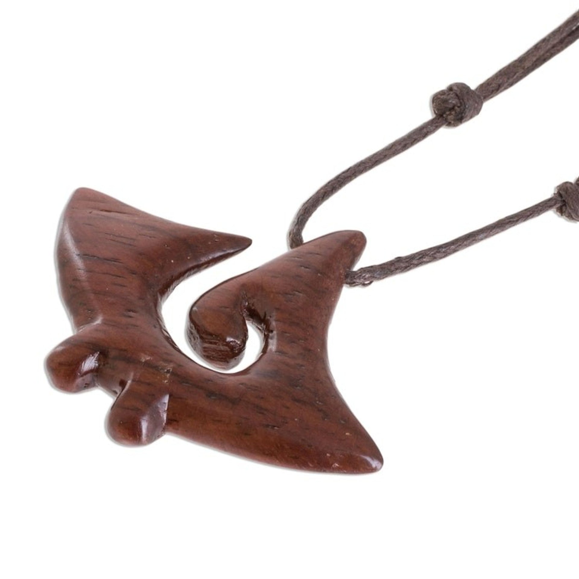 Swirl Pattern Estoraque Wood Pendant Necklace 'Estoraque Swirl Figure'