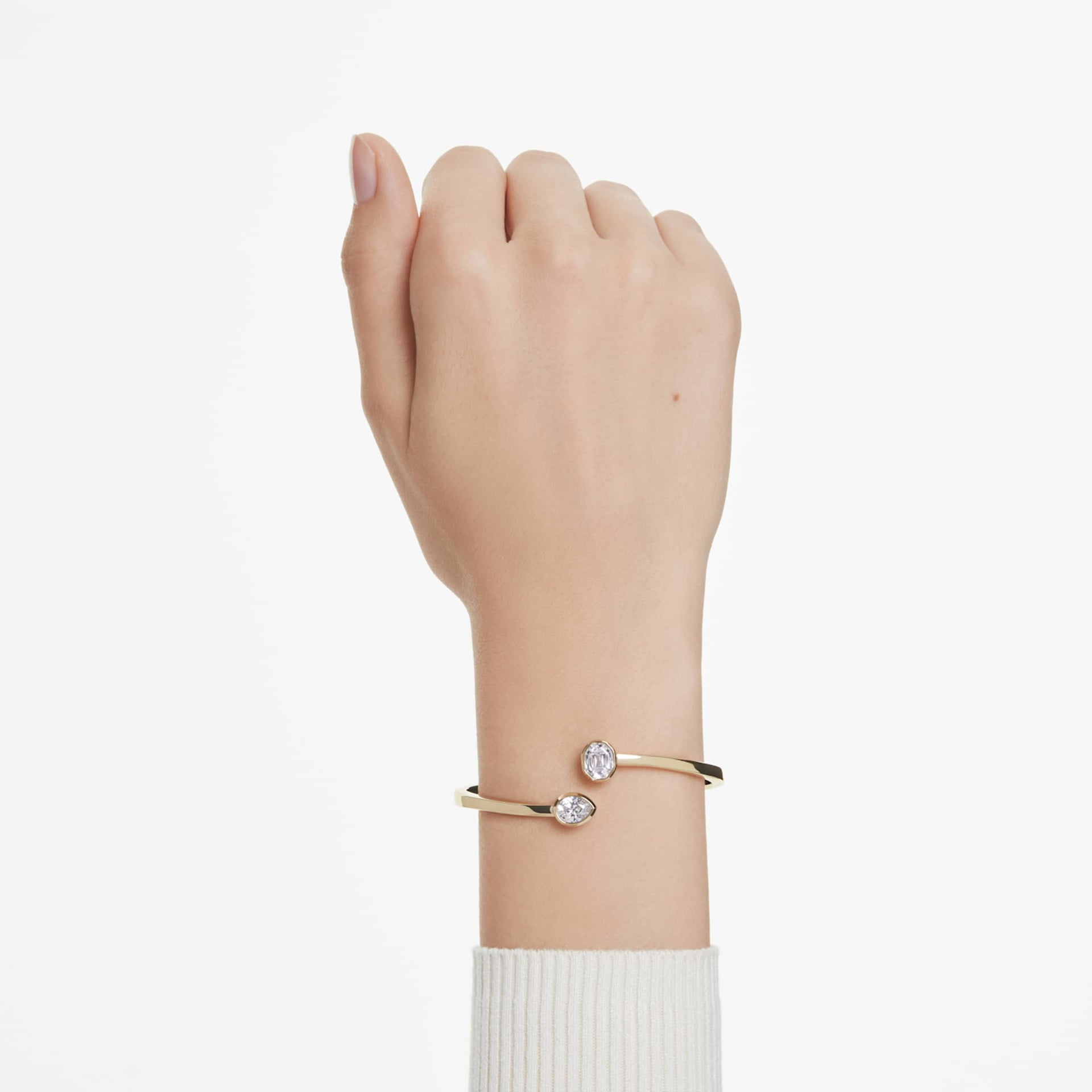 IMBER BANGLE MIXED CUTS WHITE GOLD TONE PLATED
