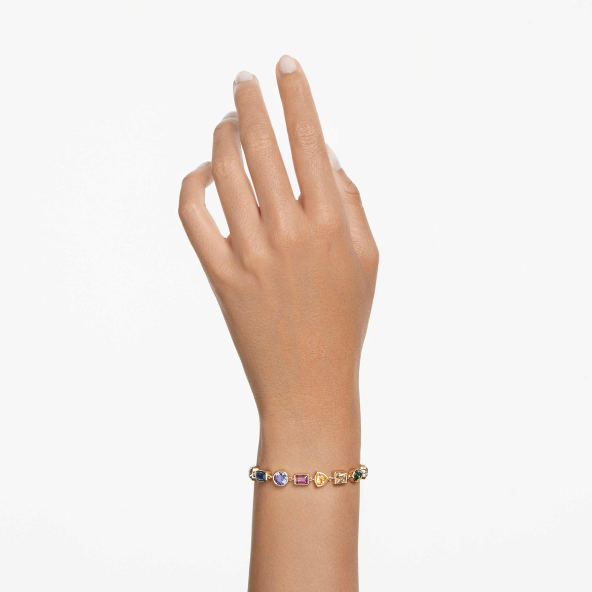 IMBER BRACELET MIXED CUTS MULTICOLORED GOLD TONE PLATED