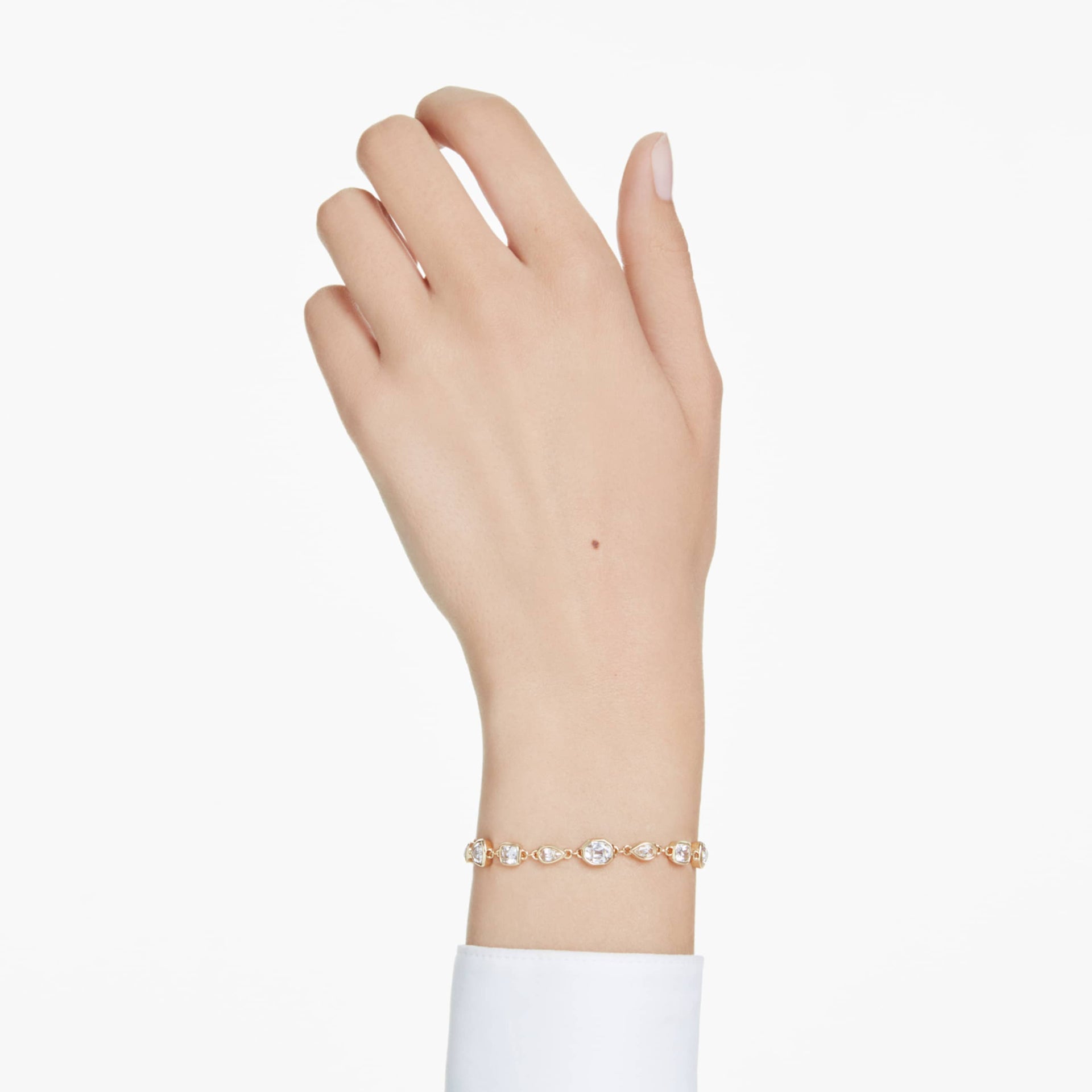 IMBER BRACELET MIXED CUTS WHITE GOLD TONE PLATED